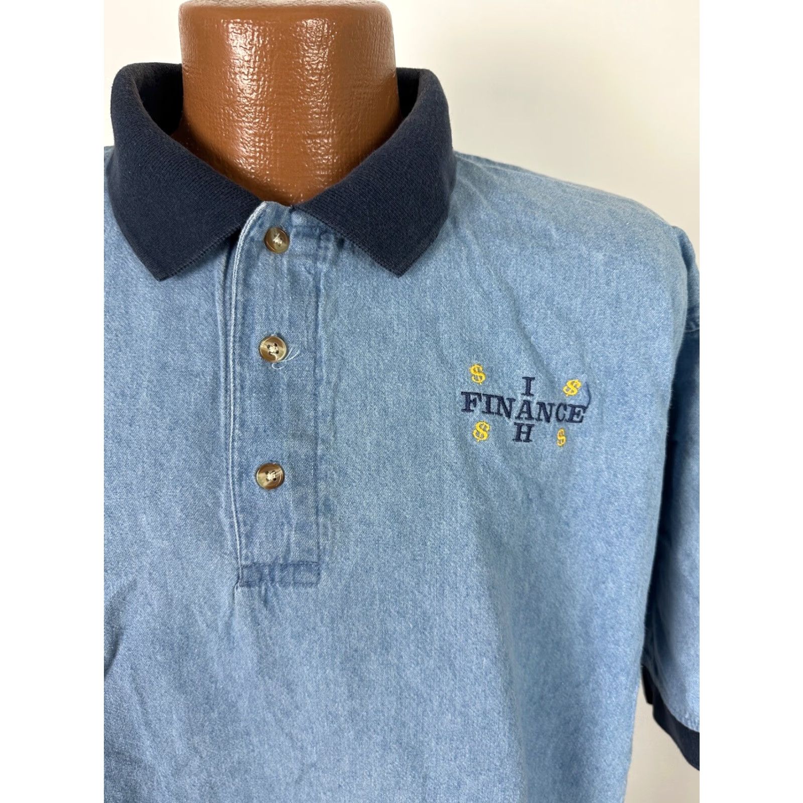 Vintage VINTAGE Continental Airlines Polo Shirt Men L Oversized Denim Shirt Polo 90s Casual Mens Clothing Size US L / EU 52-54 / 3 - 3 Thumbnail