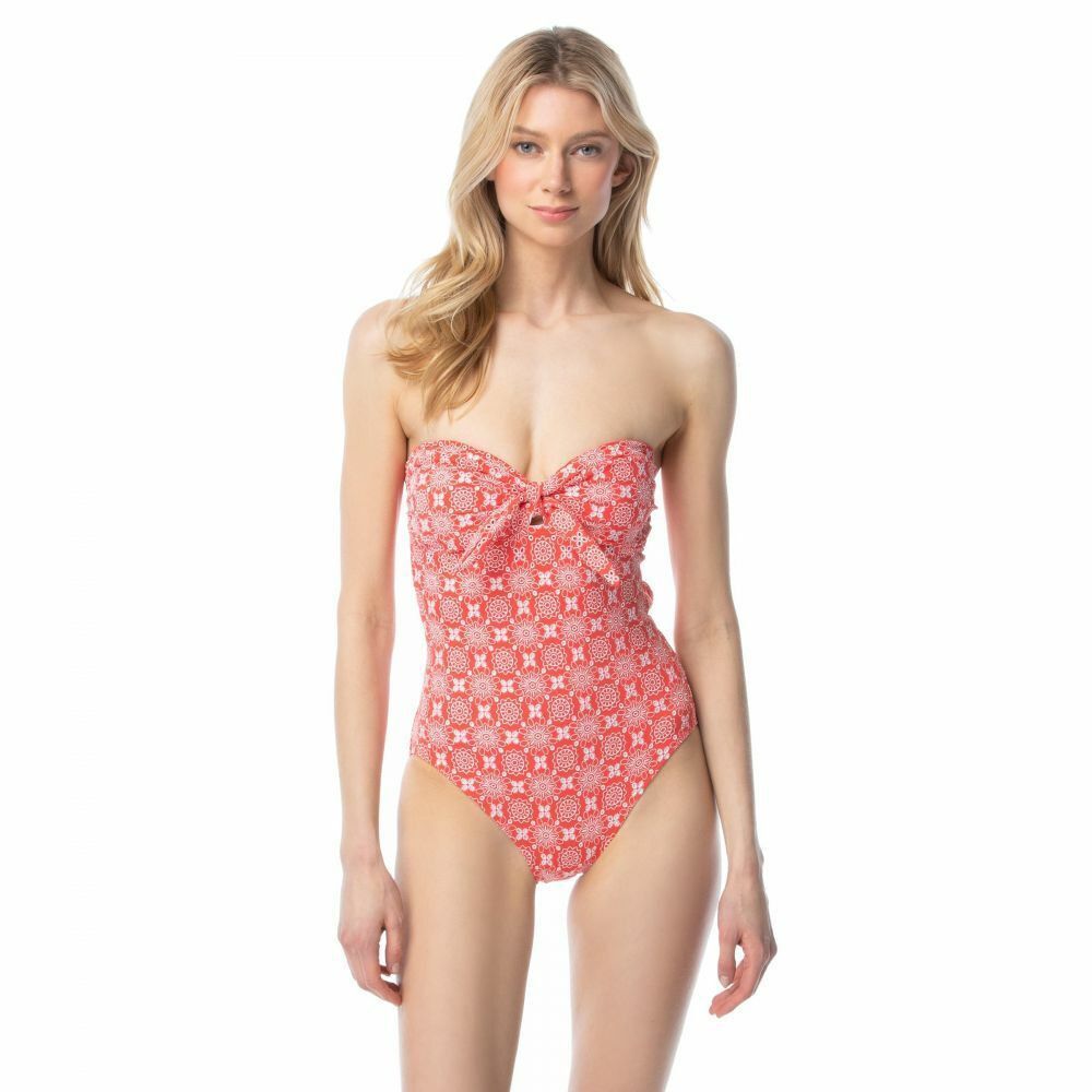 MICHAEL Michael Kors Swimsuit Tie Front One-Piece Sea Coral