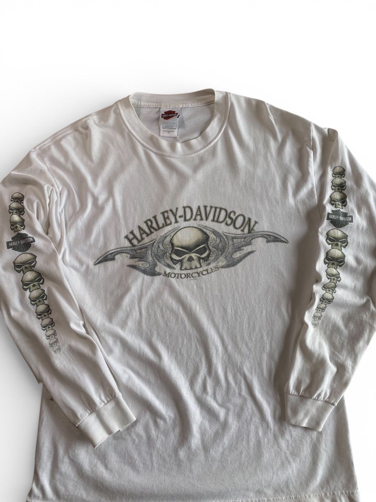 Harley Davidson Vintage Harley Davidson Distressed Skull Long Sleeve T-Shirt Size US L / EU 52-54 / 3 - 2 Thumbnail