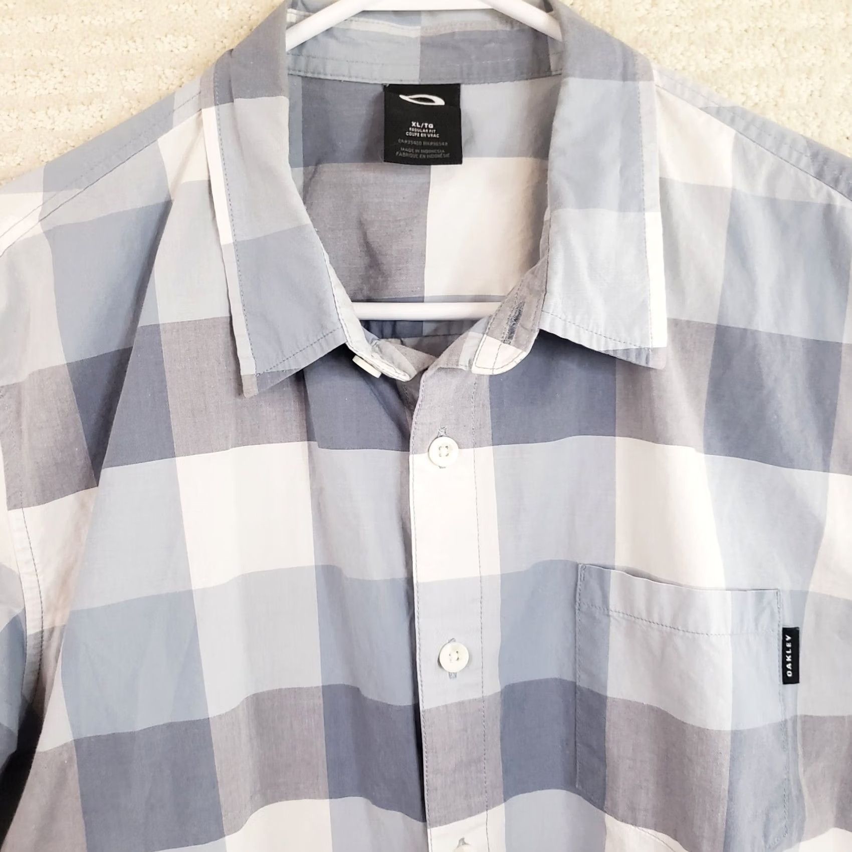 Oakley OAKLEY Gray White Blue Plaid Short Sleeve Button-Down Shirt - Mens XL Size US XL / EU 56 / 4 - 3 Thumbnail