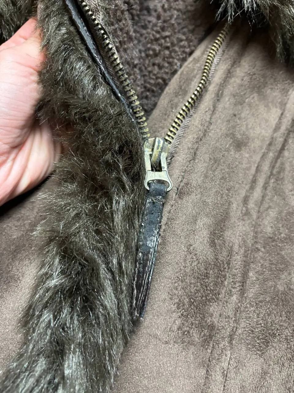 If Six Was Nine × Vintage Vintage Y 2K Suede Leather Style Fur Faux Collar Sleeve Jack Size L / US 10 / IT 46 - 4 Thumbnail