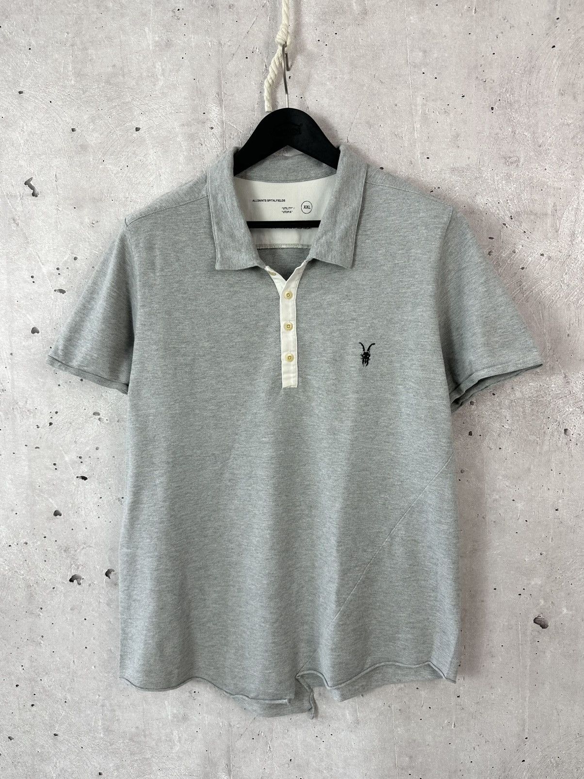 Allsaints × Vintage AllSaints Grey Cotton Short Sleeve Size XXL Polo Size US XL / EU 56 / 4 - 1 Thumbnail