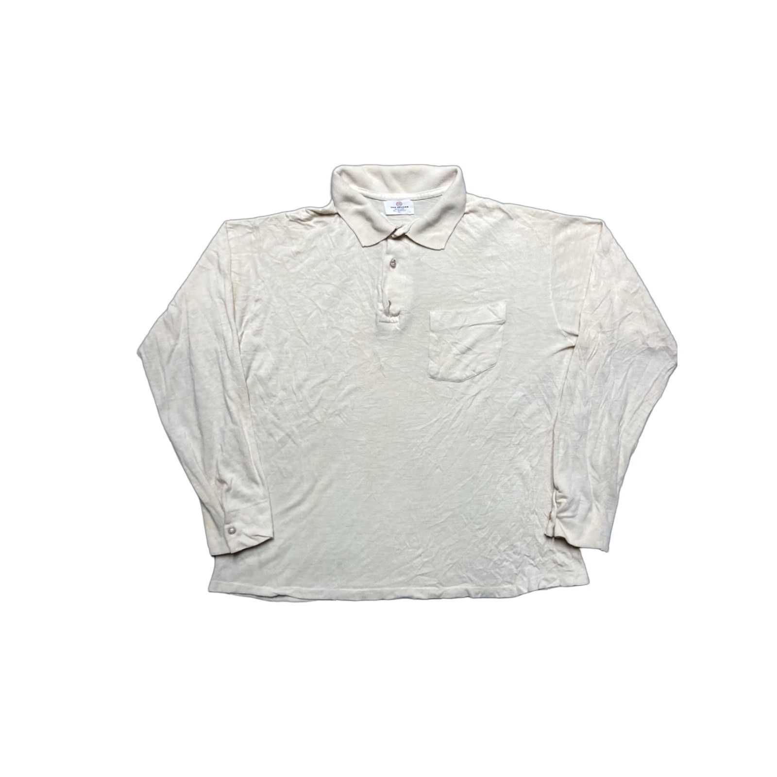 Van Heusen VINTAGE Van Heusen Polo Shirt Long Sleeve White XL 60s Acrylic Distressed Blank Size US XL / EU 56 / 4 - 1 Thumbnail