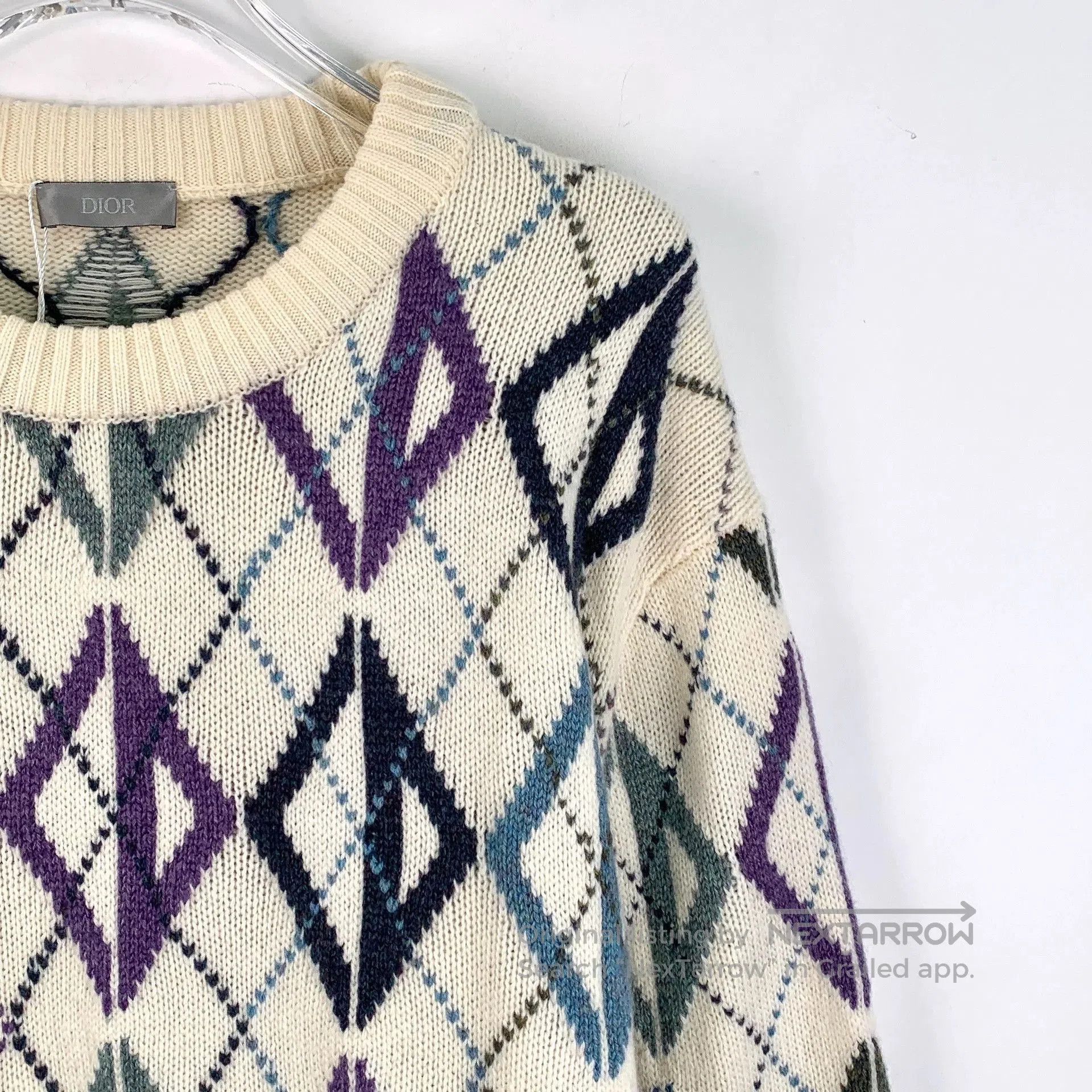dior color-blocked wool knit pullover sweater.
