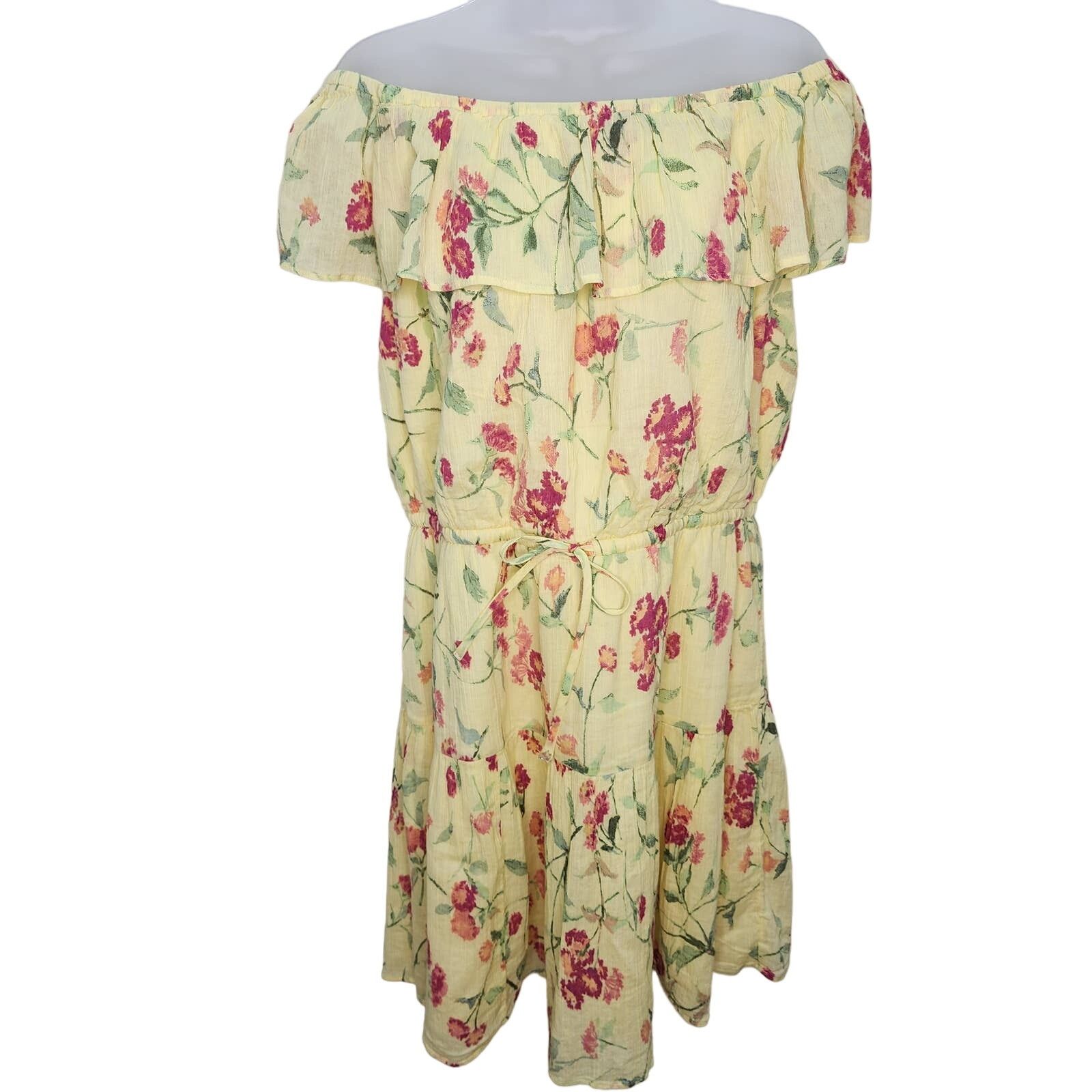Ralph Lauren Ralph Lauren Yellow Floral Fit & Flare Off Shoulder Dress Size XL / US 12-14 / IT 48-50 - 1 Thumbnail