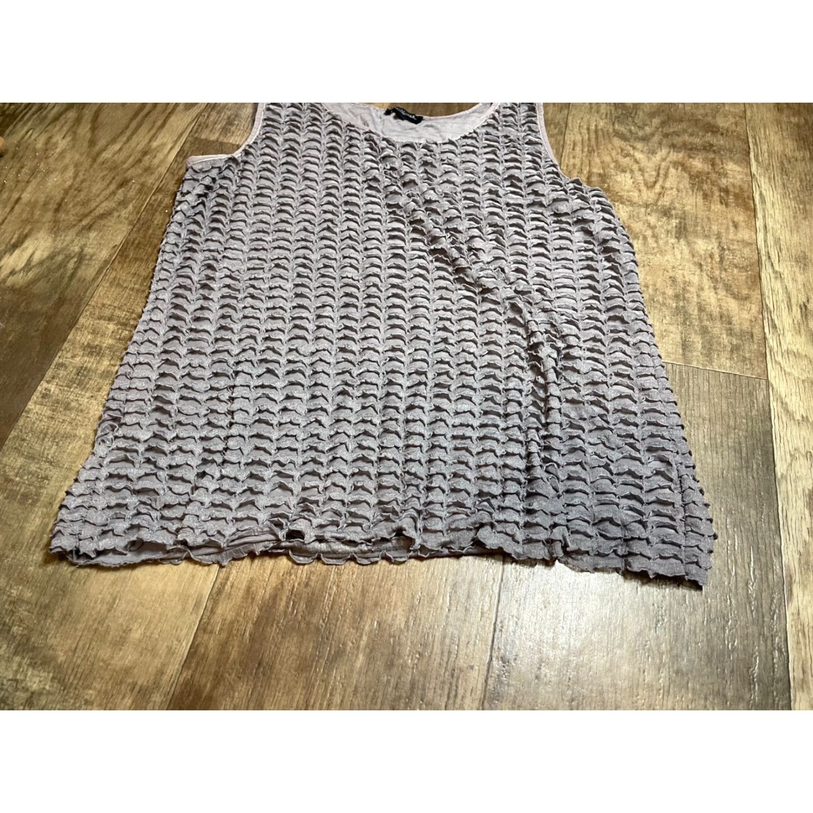 Vintage Notations Top Womens 2X Gray Sleeveless Ruffled Blouse Size XXL / US 16-18 / IT 52-54 - 2 Thumbnail