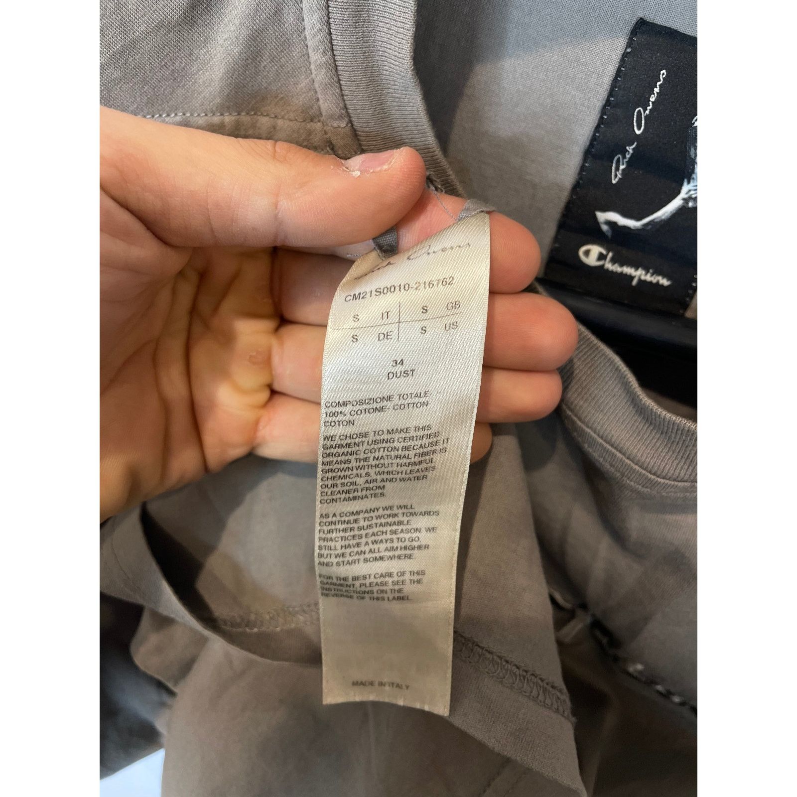 Rick Owens Rick Owens Champion Tee Grey Used Small Size US S / EU 44-46 / 1 - 5 Thumbnail