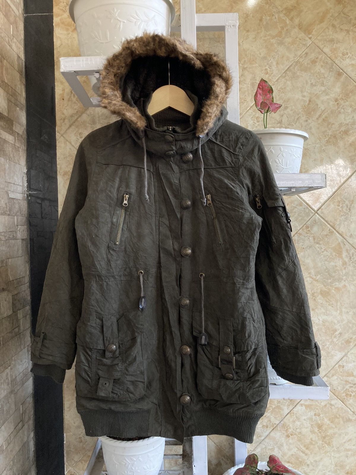 If Six Was Nine C’ESTBIEN! VOUS Vtg Bondage Bono Fur Apocalypse Cargo Jacket Size US M / EU 48-50 / 2 - 1 Thumbnail