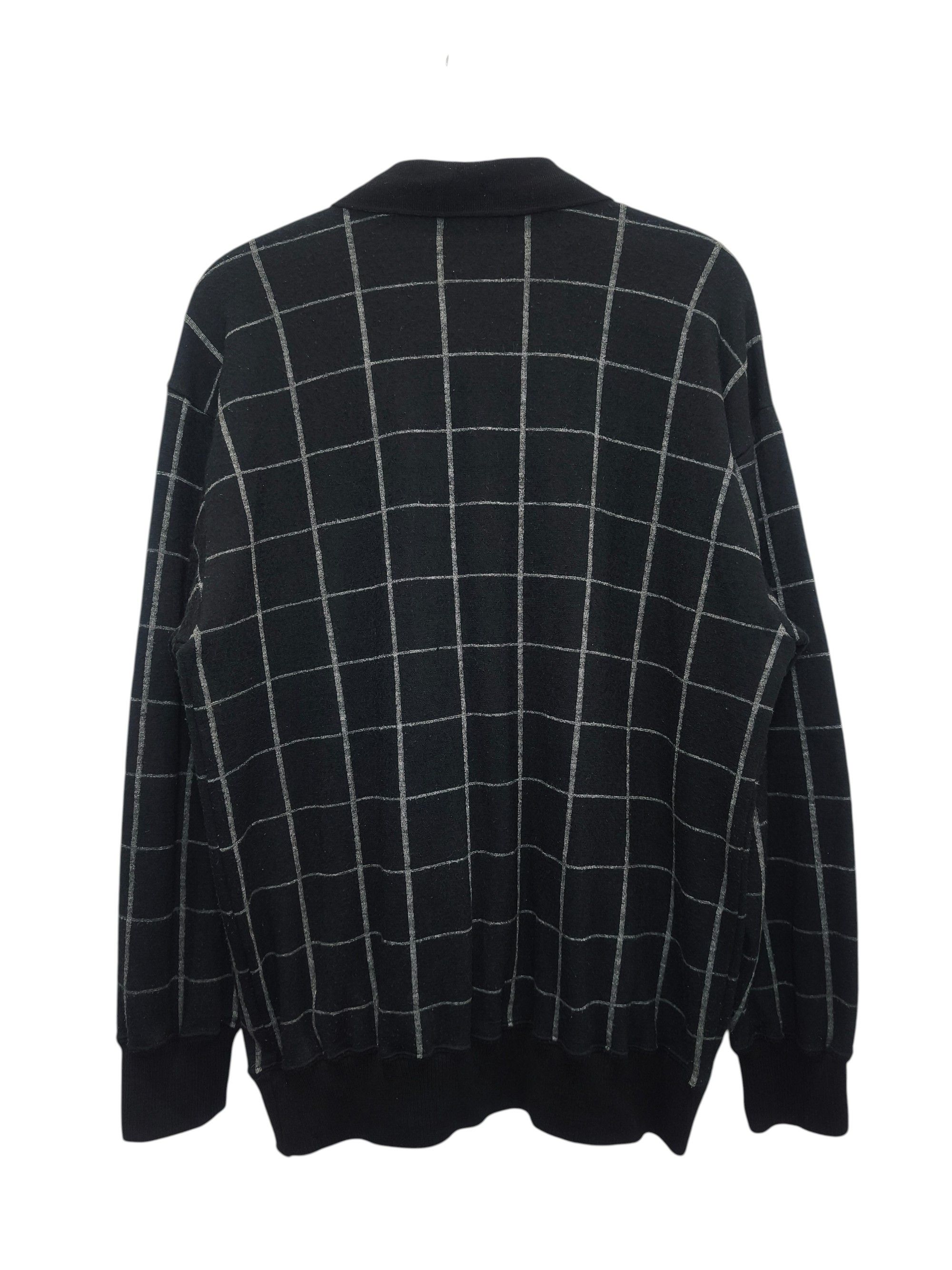 Comme des Garcons Homme Vintage 80's CDGH Checkered Knit Long Sleeve Polo Shirt Size US L / EU 52-54 / 3 - 4 Thumbnail