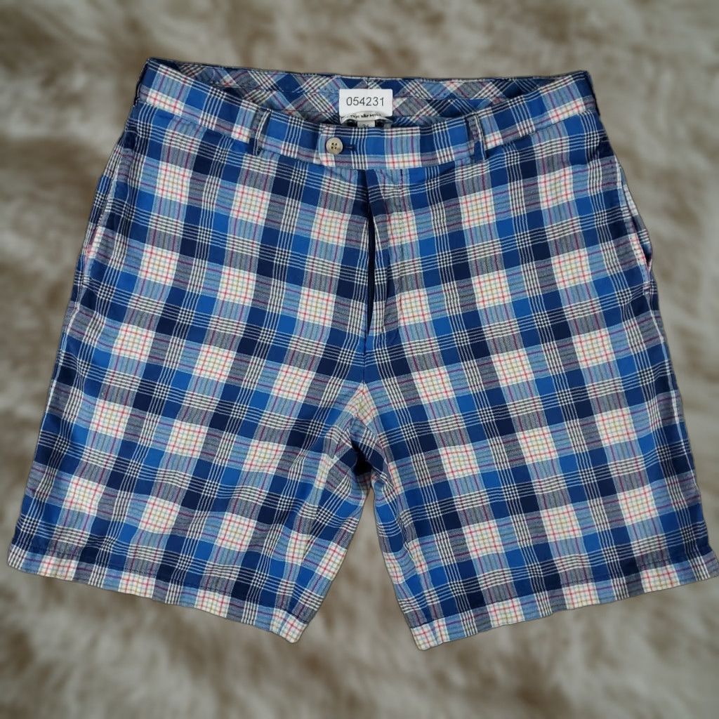 Peter Millar Peter Millar Chino Shorts Mens Size 36 Blue Plaid Cotton Flat Front Casual Size US 36 / EU 52 - 1 Thumbnail