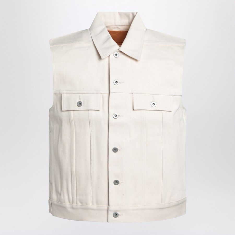 Rick Owens Drkshdw o1d2blof0226 Denim Vest in Ivory Size US L / EU 52-54 / 3 - 1 Thumbnail