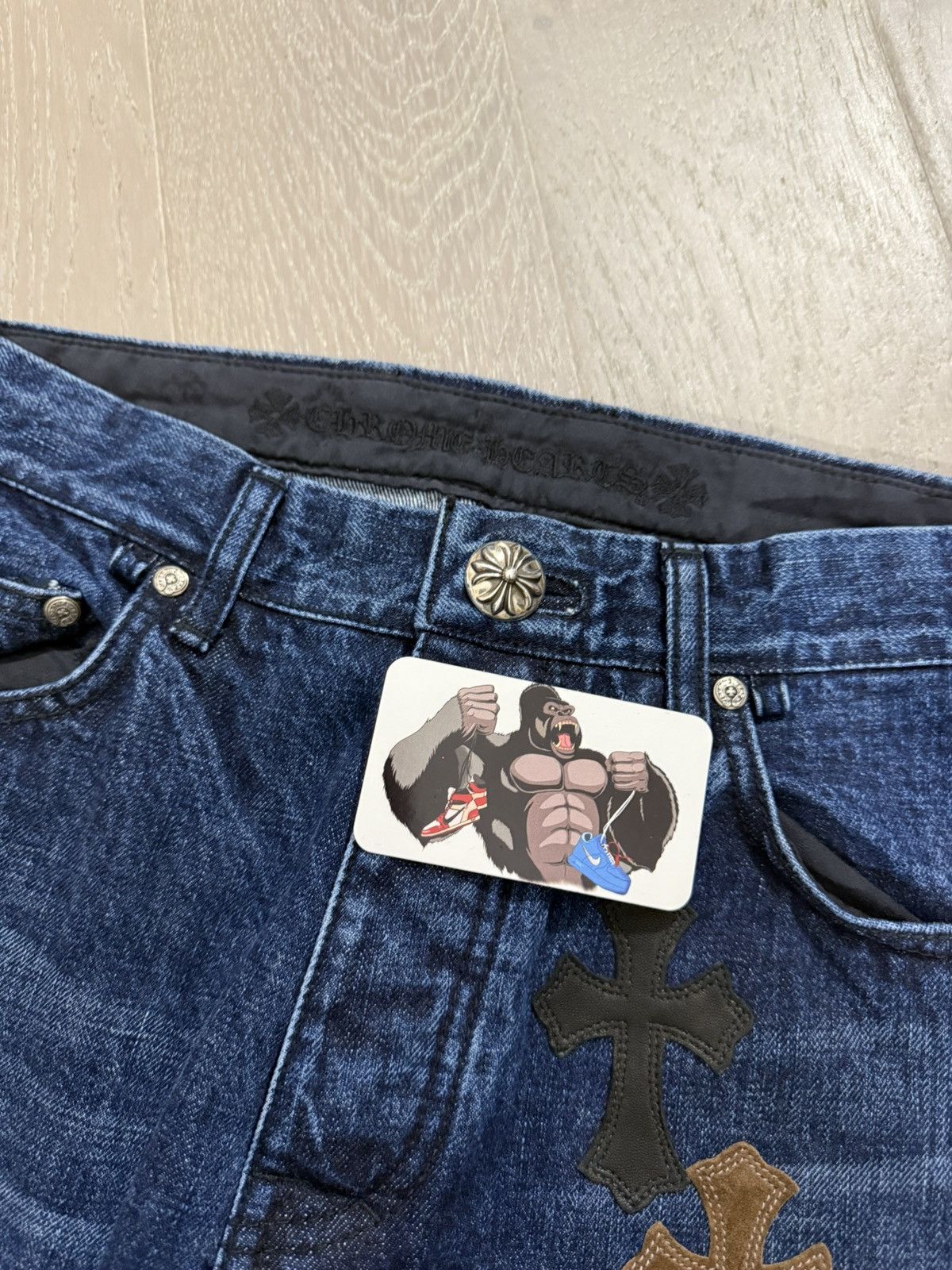 Chrome Hearts Chrome Hearts Indigo Fleur Denim Knee Cross Patch Jeans Size US 32 / EU 48 - 6 Thumbnail