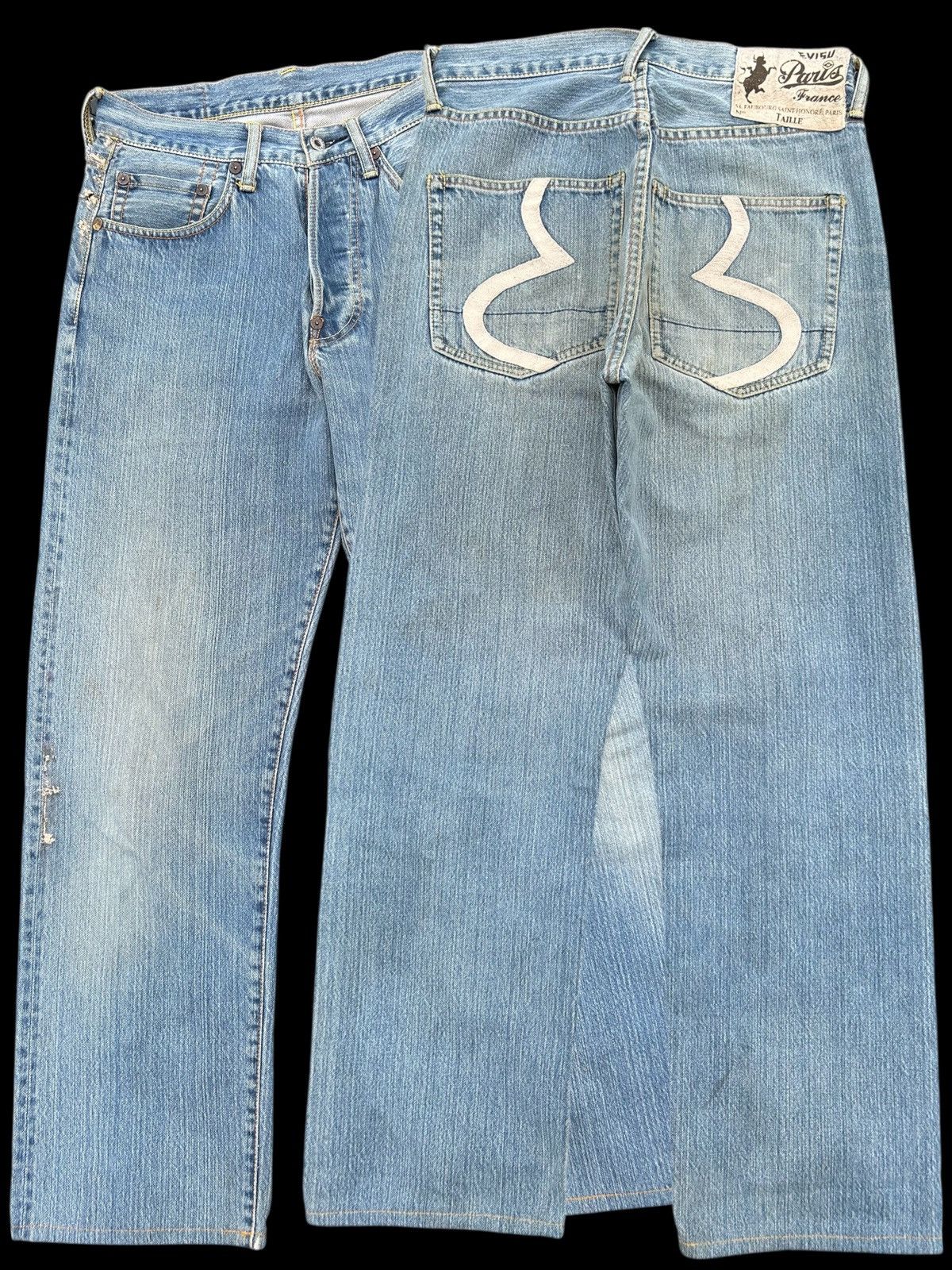 Japanese Brand × Kapital × Vintage Evisu Selvedge Distressed Evisu Paris Denim Jeans Size US 30 / EU 46 - 1 Thumbnail