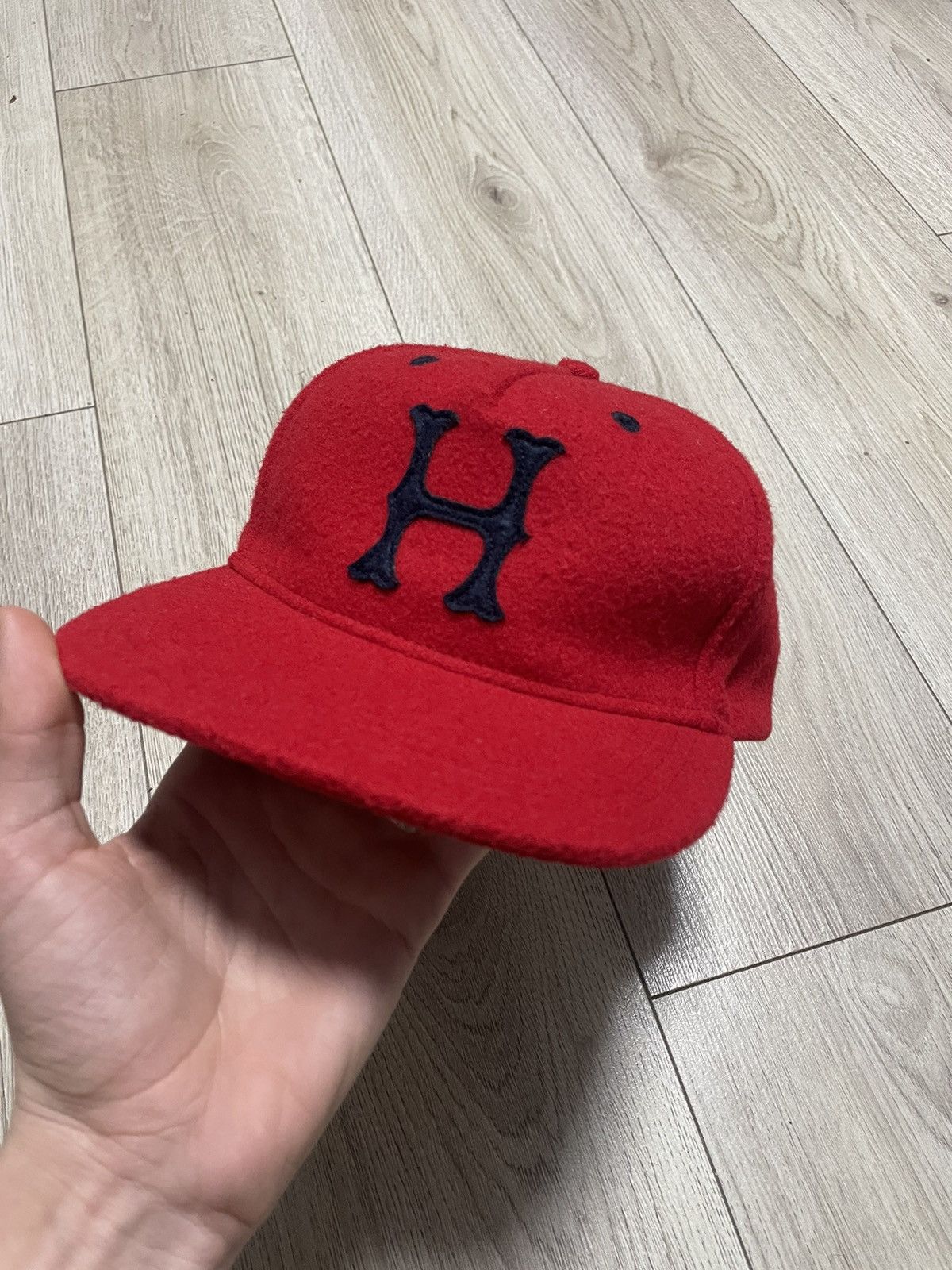 Vintage Tommy Hilfiger Big H Red Wool Snapback Cap Y2K