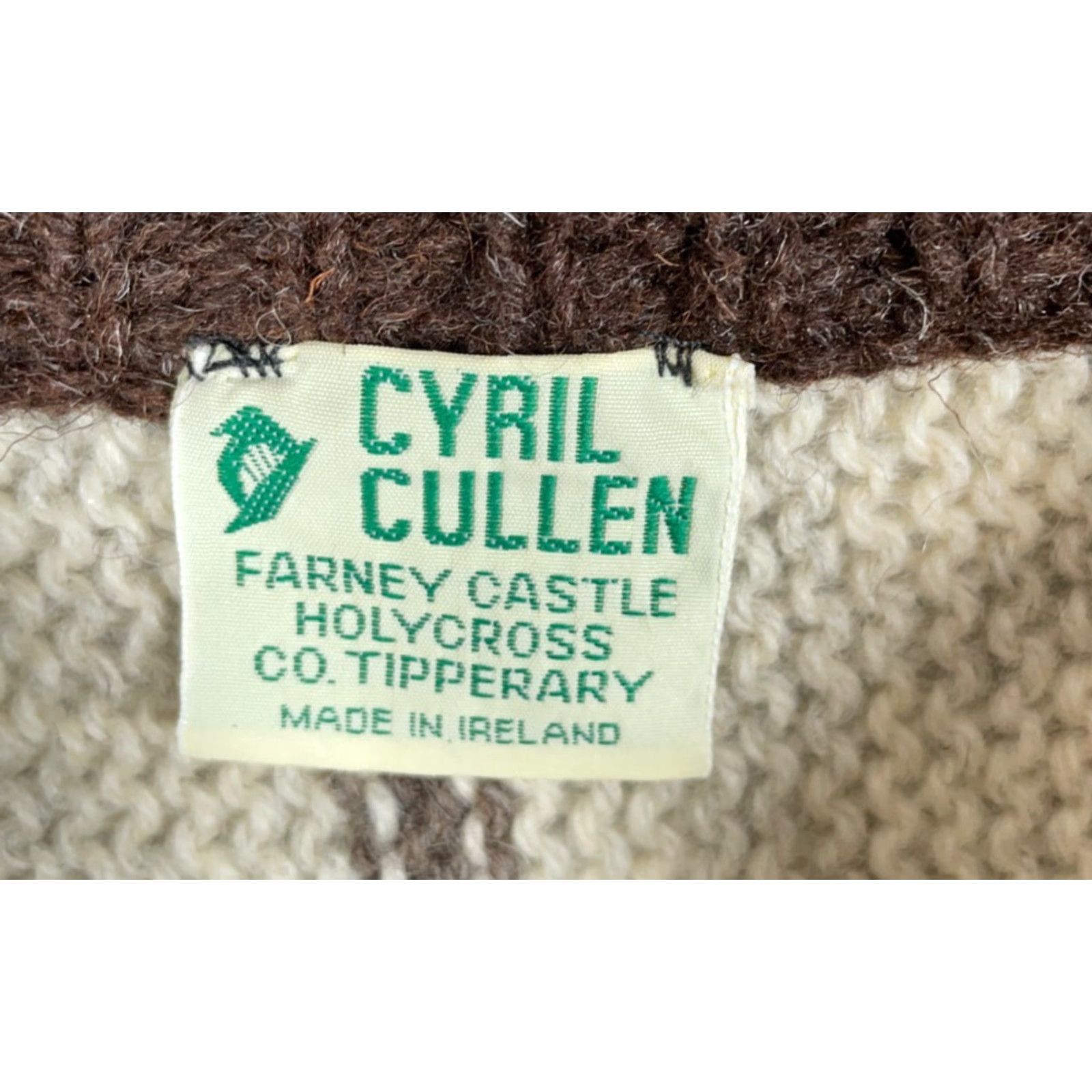 Vintage VINTAGE Cyril Cullen Pure Wool Sweater Adult XL Beige Striped Ireland Chunky Knit Men's Pullover Knit Wool Crew Neck Heavyweight 90s Classic Preppy Size US XL / EU 56 / 4 - 3 Thumbnail