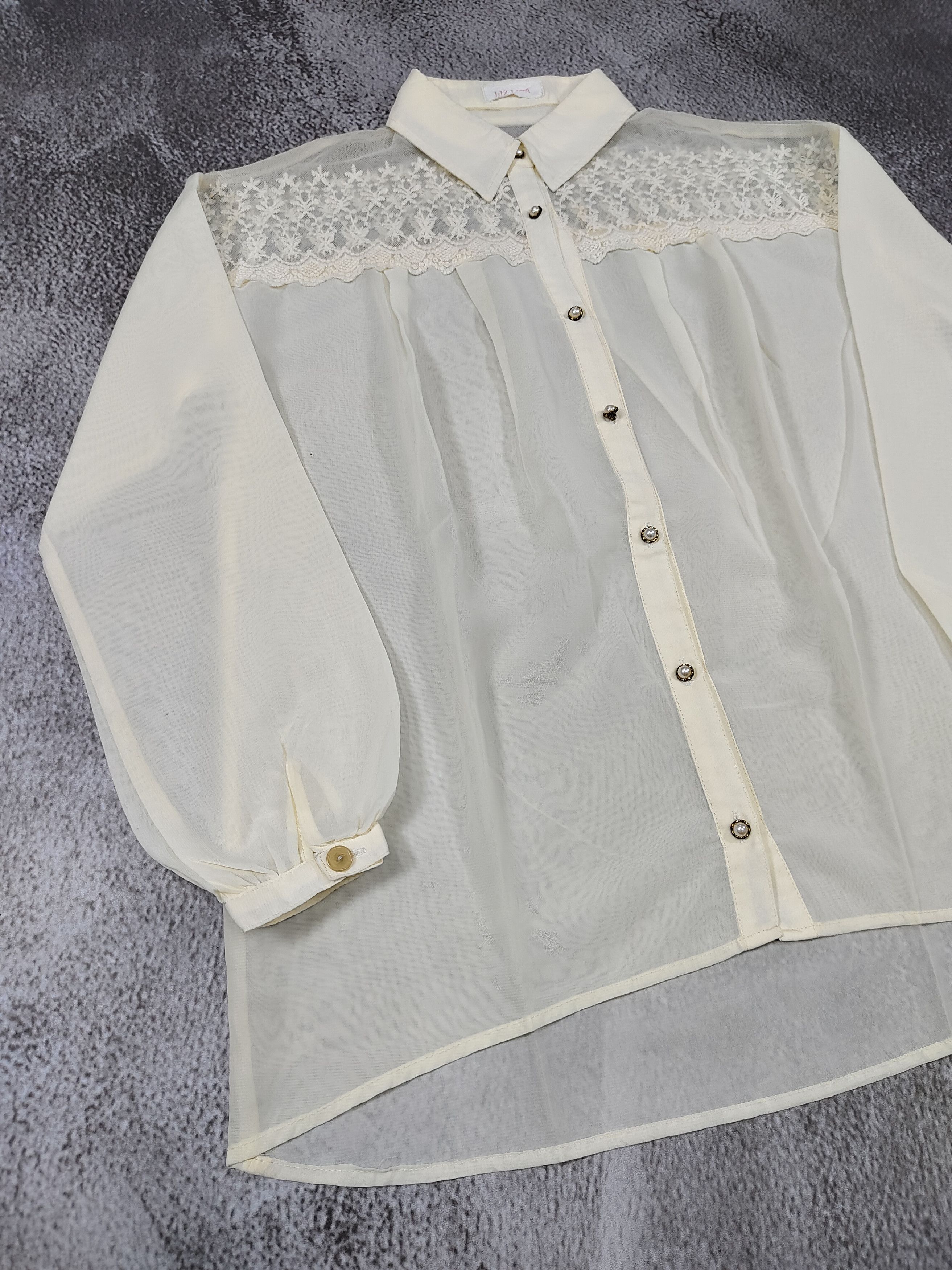 LIZ LISA 2000s Liz Lisa- Y2K Sheer Chiffon Lace Panel Floral Blouse Size M / US 6-8 / IT 42-44 - 6 Thumbnail