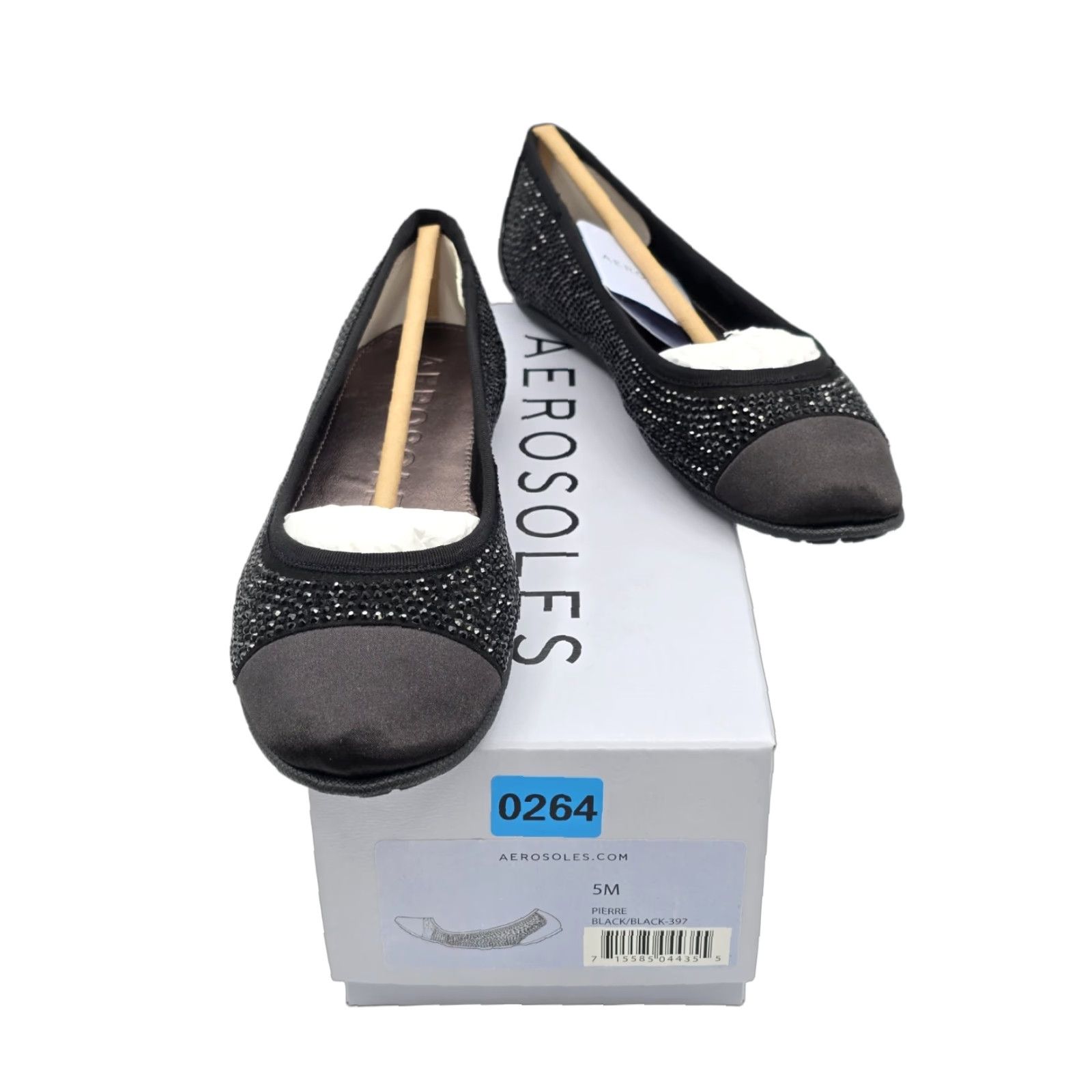 Vintage Aerosoles Women's Pierre Ballet Flat - Black - Size 5 M - NIB - Leather - Flat Shoes - Pointed Toe - Ballet Flat - Women Size US 5 / IT 35 - 1 Thumbnail