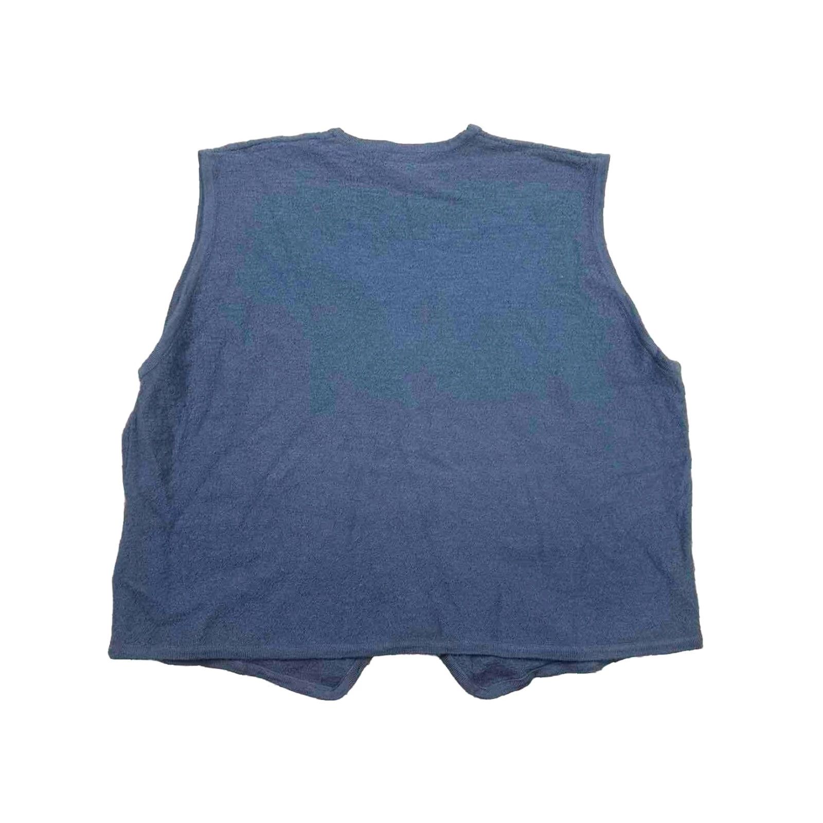 Vintage VINTAGE Koret Sweater Vest Woman 2XL Blue Floral Embroidered Wool Button Knit Collarless Bohemian 80s Spring Winter Women Size XXL / US 16-18 / IT 52-54 - 5 Thumbnail