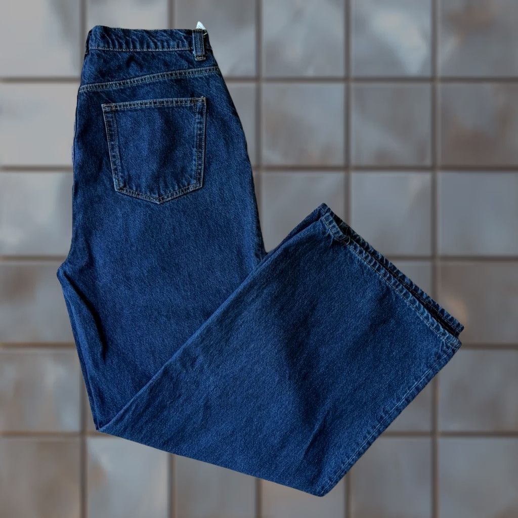 Reformation Reformation Jeans Womens 31 Blue Miami Pleated Trouser Women Dark Wash Wide Leg Glam Size 24" / US 00 / IT 34 - 1 Thumbnail
