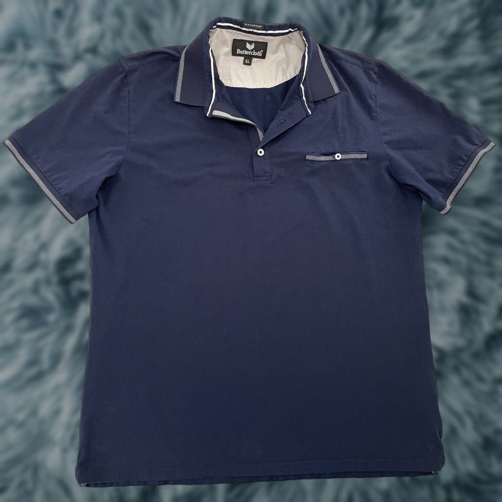 Vintage Vintage Butter Cloth Polo Shirt Adult XL Short Sleeve Blue Logo Casual Mens Size US XL / EU 56 / 4 - 1 Thumbnail