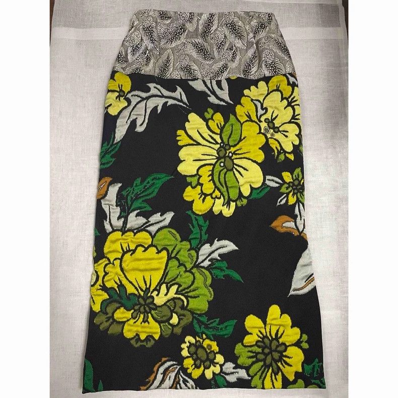 Dries Van Noten Dries Van Noten size:34 Green jacquard floral skirt Size 33" - 2 Thumbnail