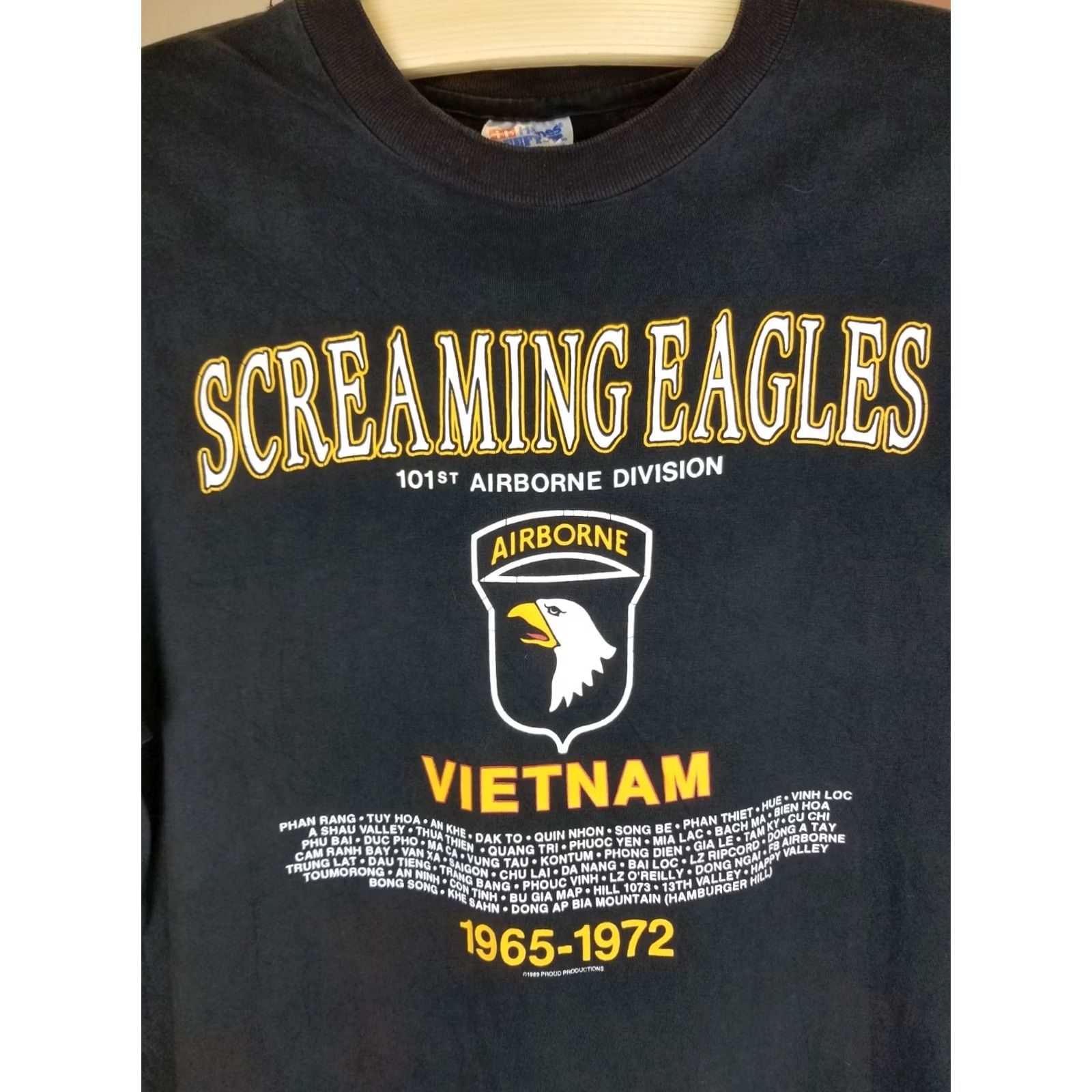 Hanes VINTAGE 90' SCREAMING EAGLES AIRBORNE US ARMY BLACK T-SHIRT SZ LARGE Shirt Mens Hanes Cotton Size US L / EU 52-54 / 3 - 2 Thumbnail