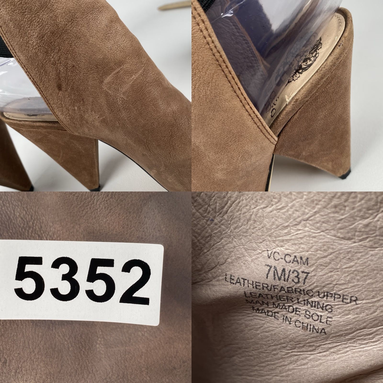 Vince Vince Suede Fenmore Open Toe Block Heel Booties Womens Slingback Brown 7M United States 7 Size US 5 / IT 35 - 9 Thumbnail