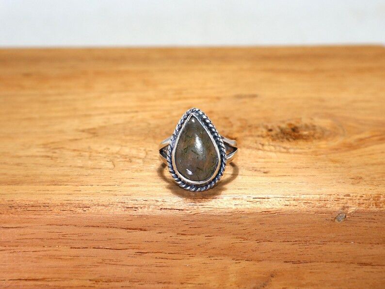 Handmade Handmade Black Rutile Sterling Silver Ring: April Birthstone Size ONE SIZE - 2 Thumbnail