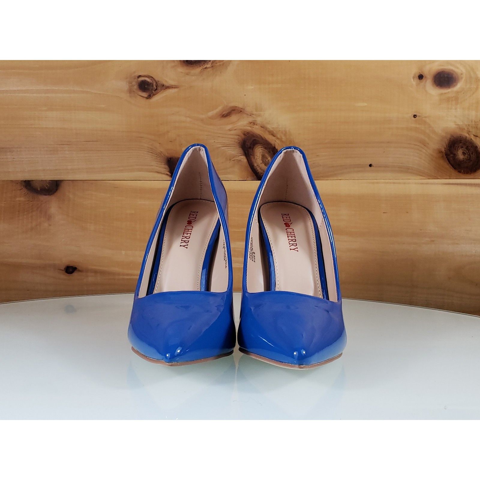 Other Red Cherry Gigi Blue Patent Pointy Toe Pump Shoe 4" Stiletto Size US 6 / IT 36 - 5 Thumbnail
