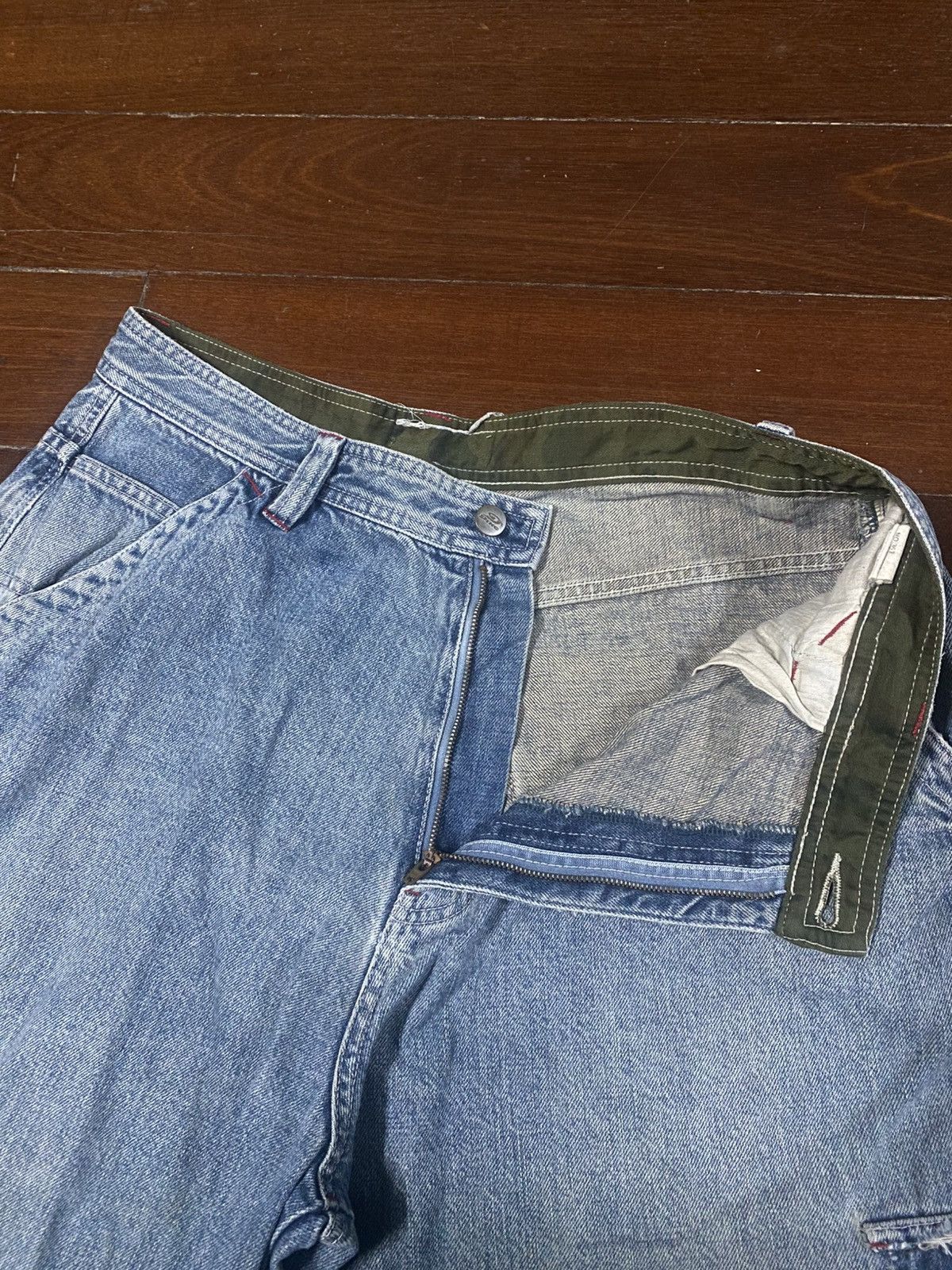 Japanese Brand Hawaiian Piko Jeans Cargo baggy distressed wide leg Size US 35 - 17 Thumbnail