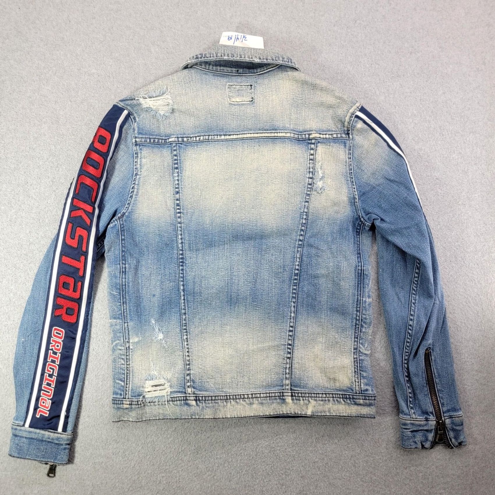 Vintage Rockstar Original Jacket Mens M Blue Denim Biker Zip Logo Dondi Wash Standard Size US M / EU 48-50 / 2 - 6 Thumbnail