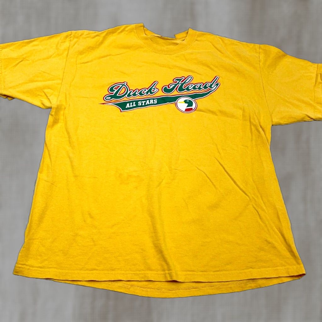 Vintage VINTAGE Duck Head Shirt Men L Yellow Tee Y2K Cyber Preppy Script Spell Out * Size US L / EU 52-54 / 3 - 1 Thumbnail