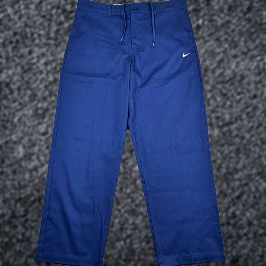 Nike Nike Life El Chino Pants Mens 36x32 Navy Baggy Wide Leg Skater Y2K Drawstring Size US 36 / EU 52 - 1 Thumbnail