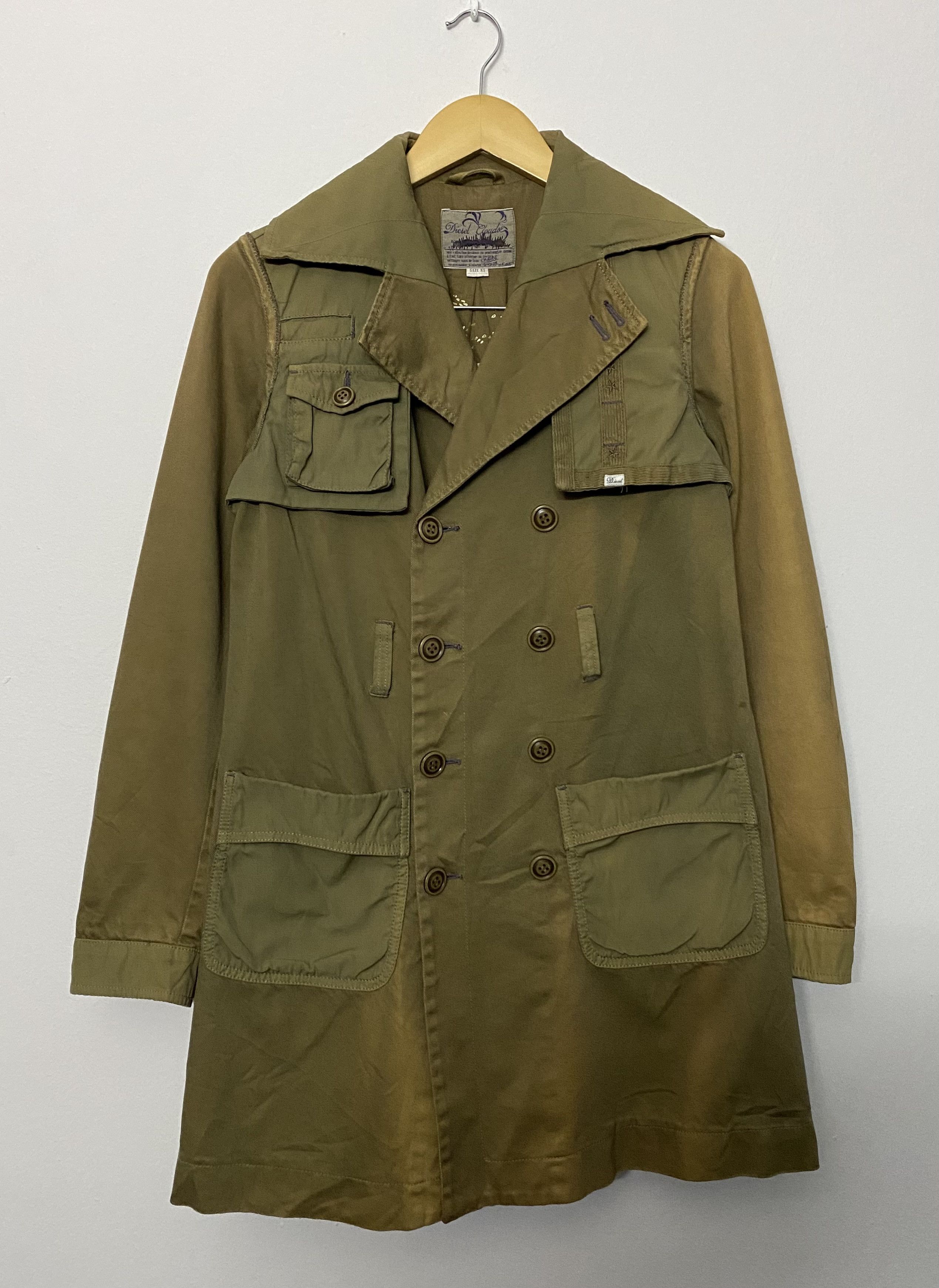 Diesel Diesel Clouds Khaki Double Breasted Utility Trench Coat Size US XS / EU 42 / 0 - 1 Thumbnail