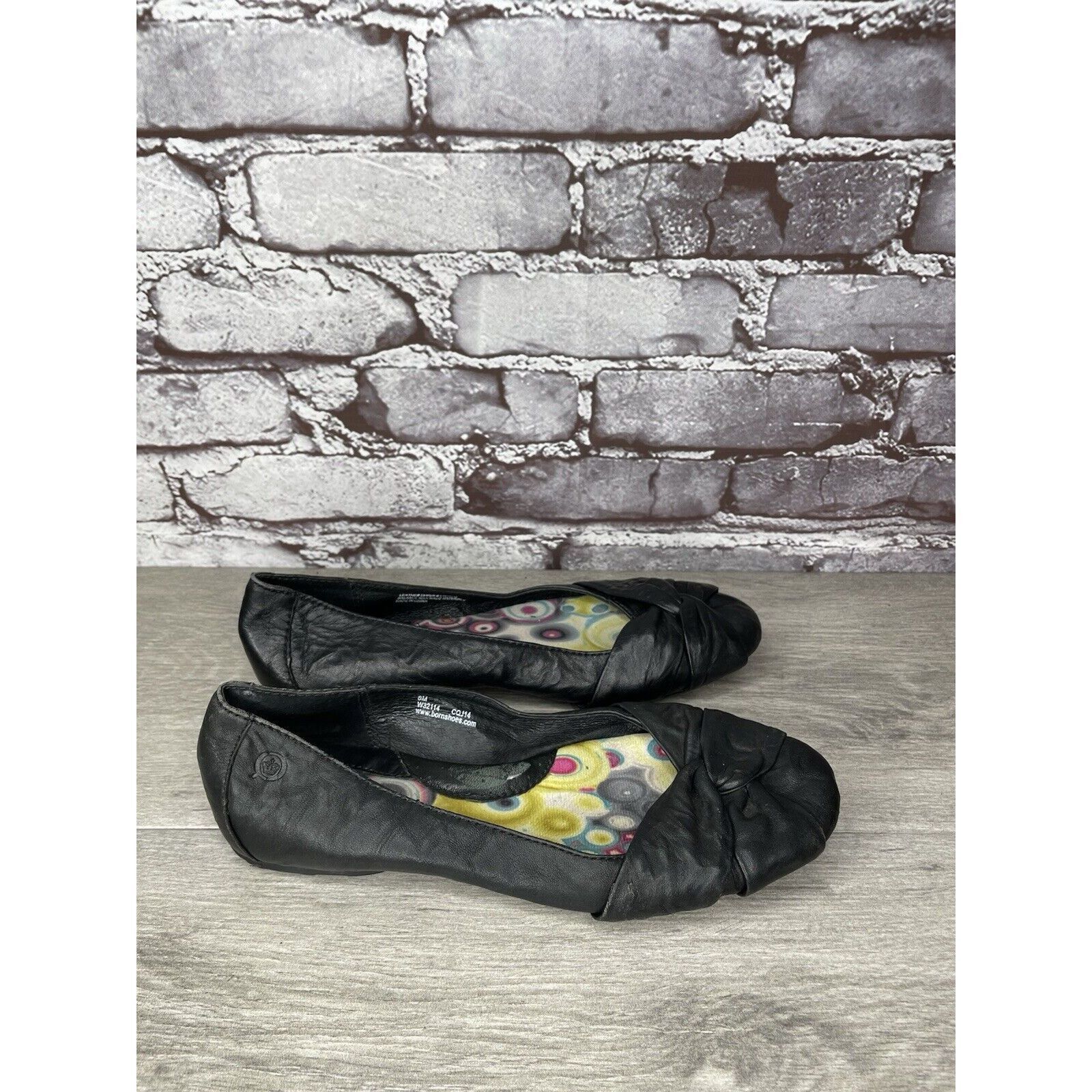 Born Born Lily W32114 Black Leather Vamp Accented Knot Ballet Fla Size US 8 / IT 38 - 14 Thumbnail