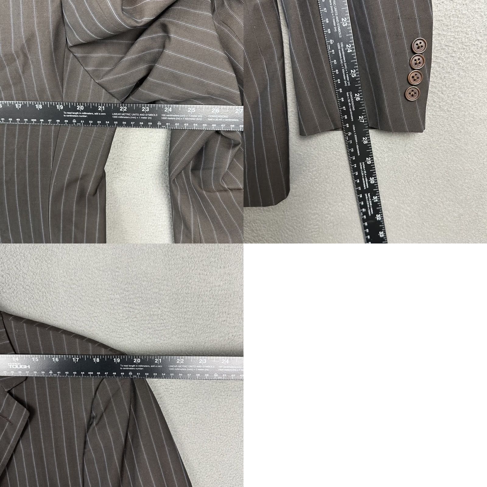 Canali Canali Blazer Wool Stripe Brown 42L Single-Breasted Notch Lapel Men Regular EUC XS? Size 42R - 11 Thumbnail