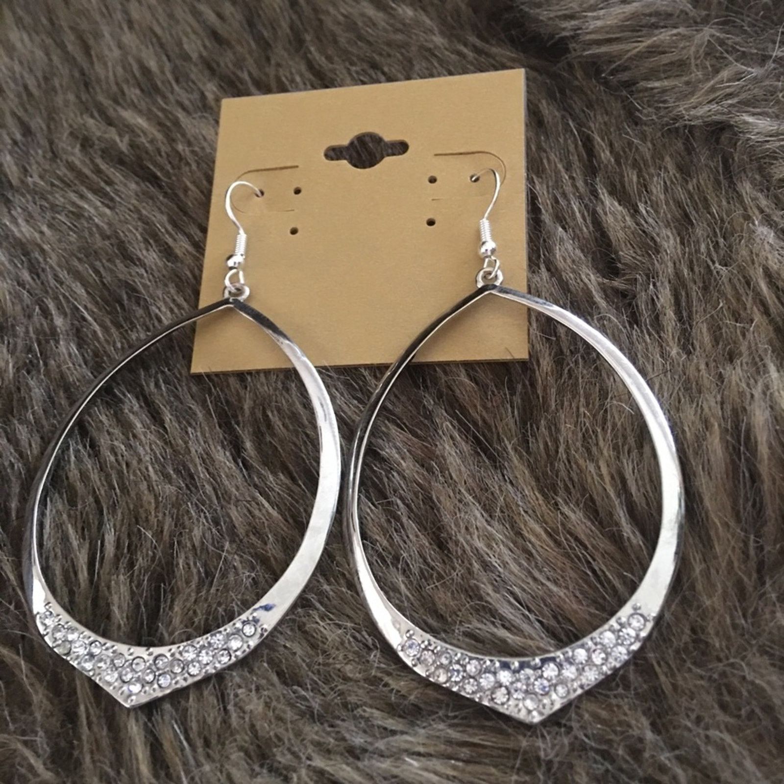 Vintage Vintage shiny silver tone rhinestone earrings Size ONE SIZE - 2 Thumbnail