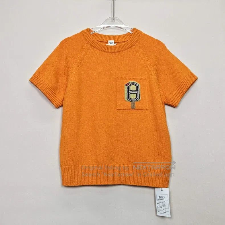Hermes Hermes Orange Cashmere Knit Jacquard Short Sleeve Size XS / US 0-2 / IT 36-38 - 1 Thumbnail