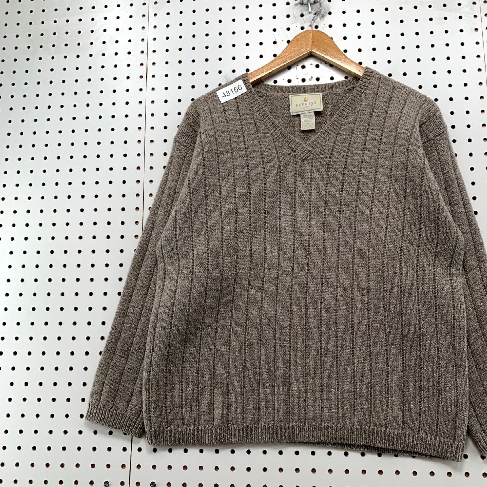 Express Express Tricot Wool Sweater Womens M Brown 100% Wool Hong Kong Vintage Size M / US 6-8 / IT 42-44 - 4 Thumbnail