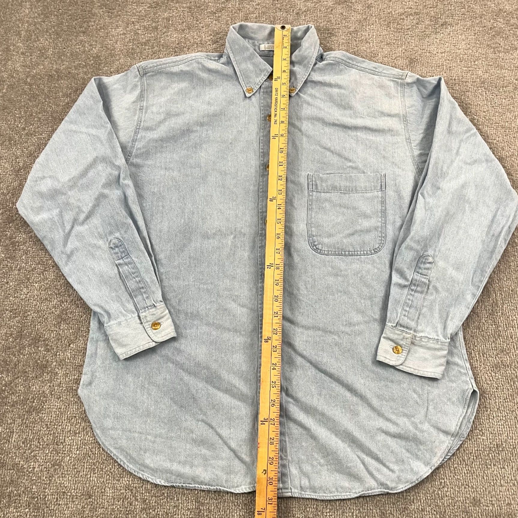 Denime WILMINGTON COUNTRY STORE Shirt Mens Large Blue Lightweight Denim Button Down L/S Size US L / EU 52-54 / 3 - 4 Thumbnail