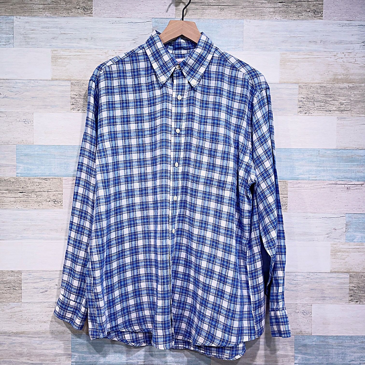 Brooks Brothers Brooks Brothers Linen Oxford Polo Shirt Blue White Plaid M Size US M / EU 48-50 / 2 - 1 Thumbnail