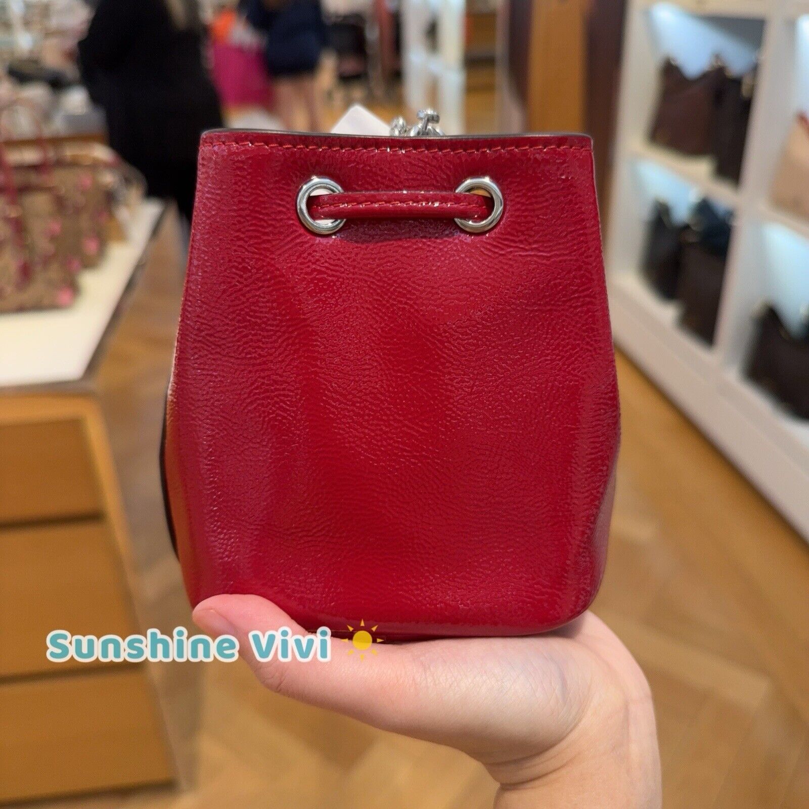 Coach NWT Coach Drawstring Wristlet Pouch Bag Patent Leather CZ028 Size ONE SIZE - 3 Thumbnail
