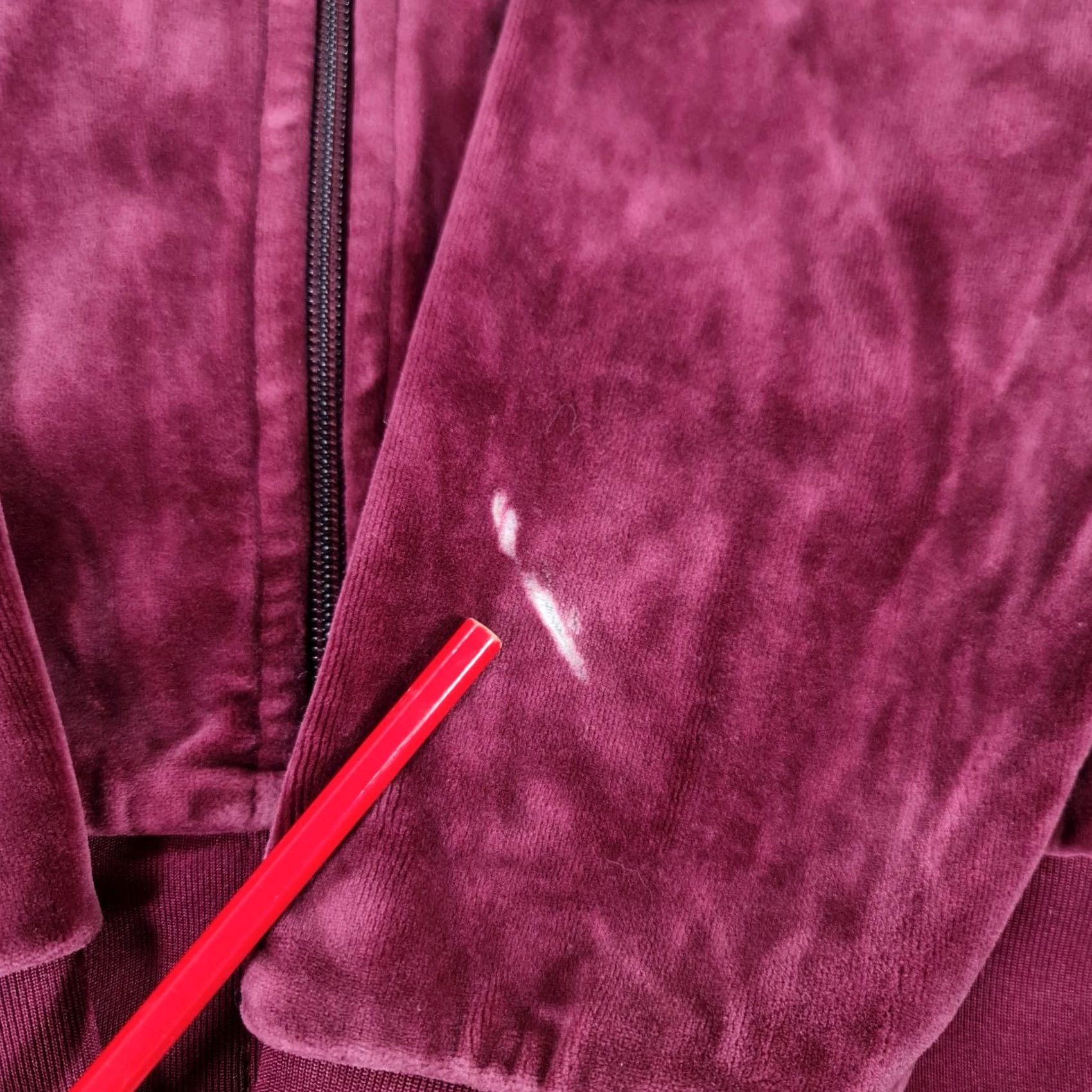Adidas Adidas Mens Tracksuit Jacket Burgundy Red Small Velour Track Top DH5789 Size 36R - 7 Thumbnail