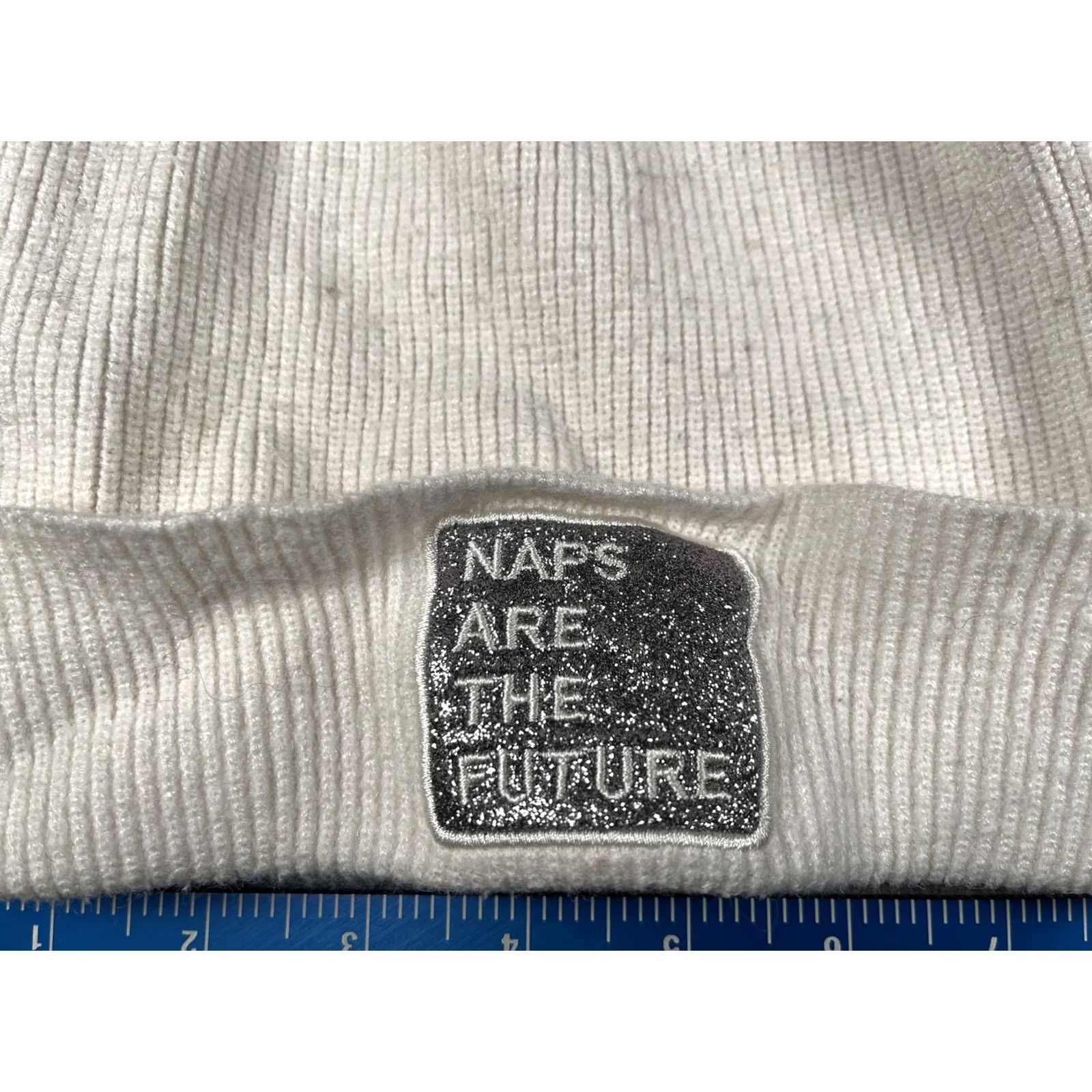 Mossimo Mossimo Supply Co Hat Beanie Unisex One Size White Glitter Naps Are The Future Patch Knit Casual Winter Adults Size ONE SIZE - 2 Thumbnail