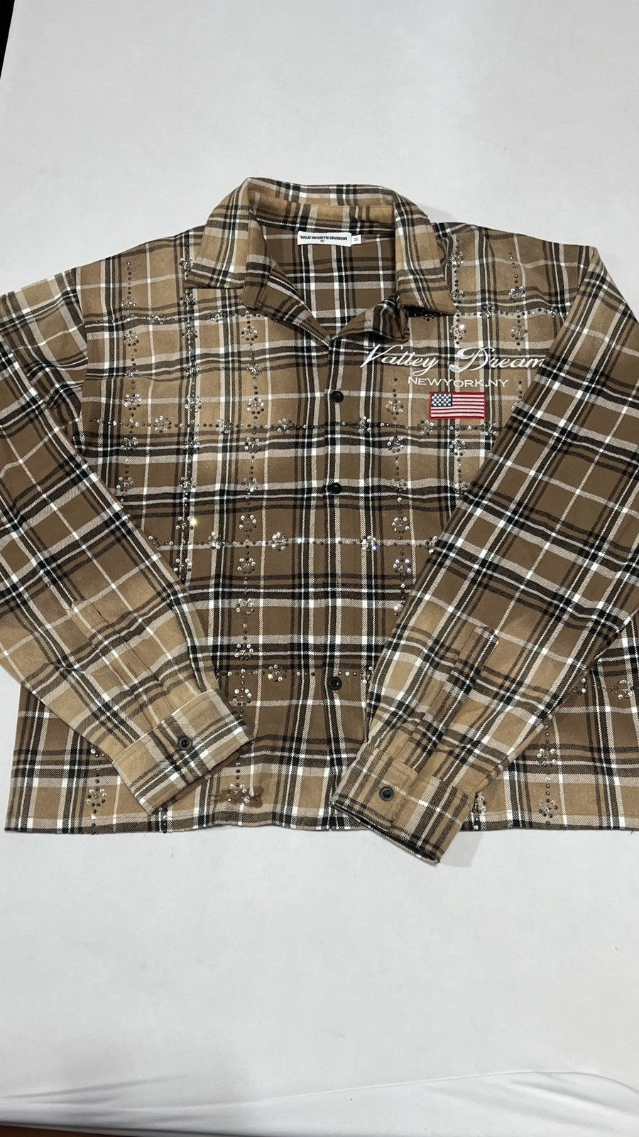 Chemise Flanelle Vale Forever Strass - Taille L, Manches Longues, Bleue, Neuve Sans étiquette