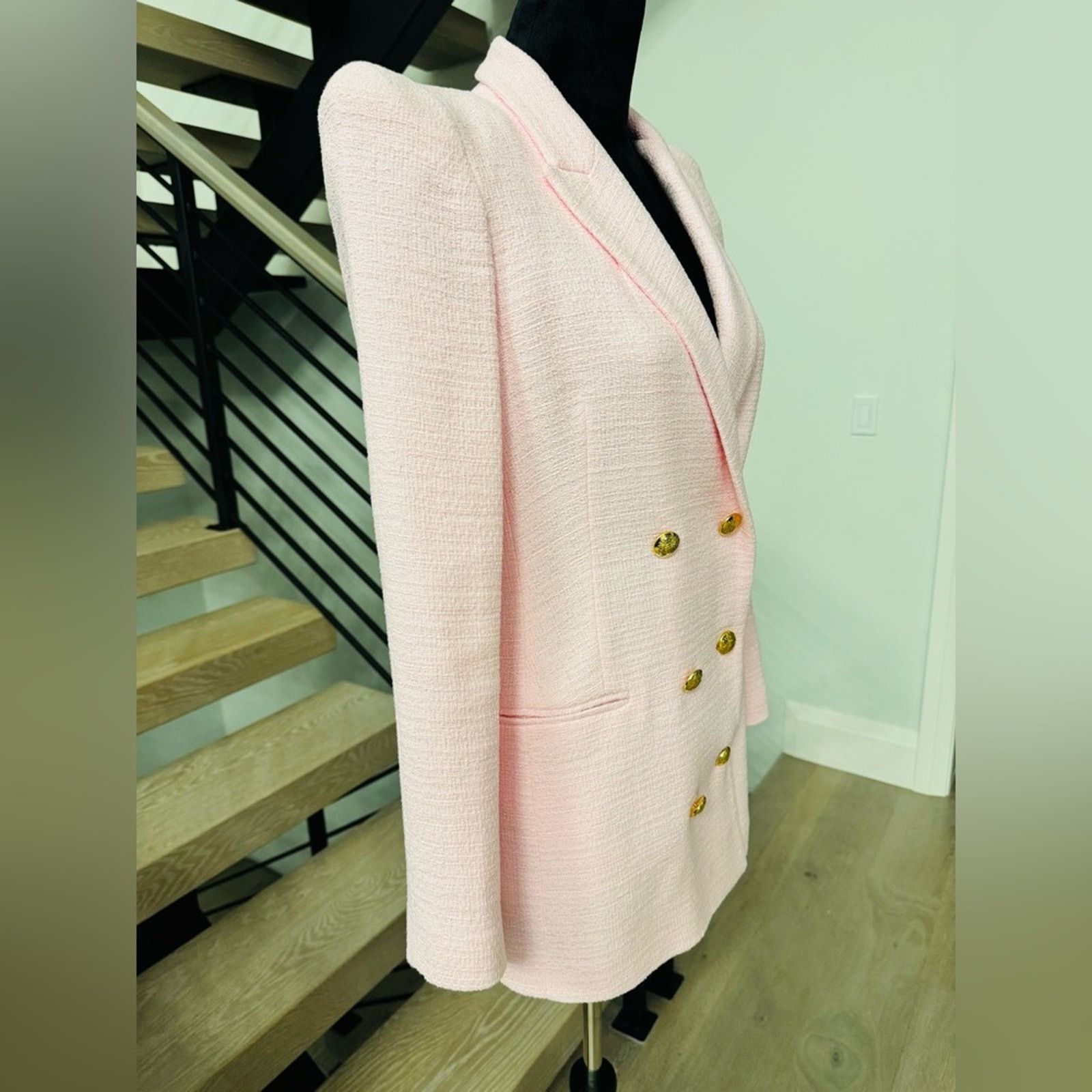Zara Zara Light Pink Double-Breasted Blazer Size S / US 4 / IT 40 - 5 Thumbnail