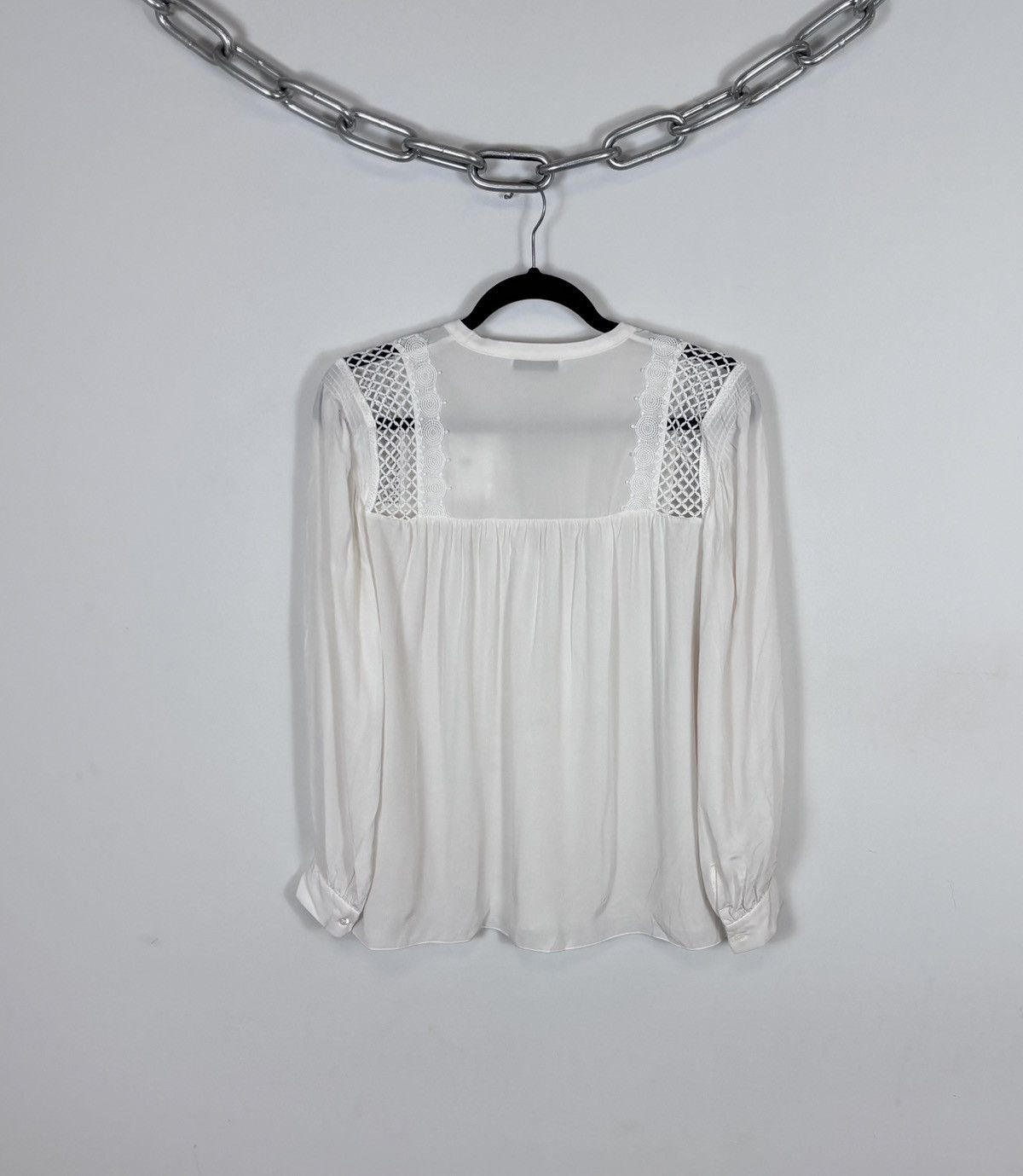 Sandro Sandro Paris NWT Tommy Women’s Ecru White Silk Blouse Shirt Size S / US 4 / IT 40 - 19 Thumbnail