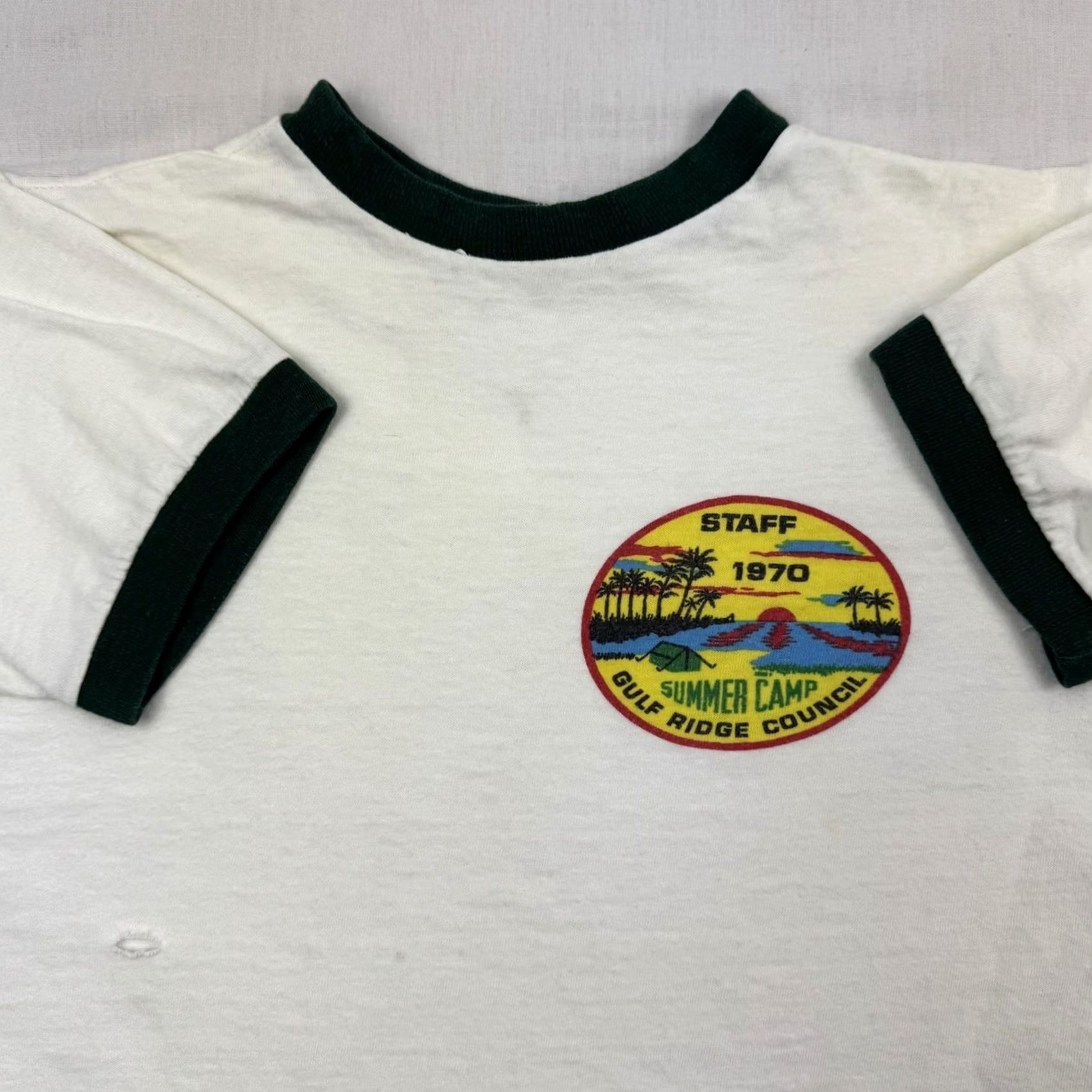 Vintage Vintage Boy Scouts Ringer Shirt Adult Small 1970 Staff Summer Camp 70s USA - Size White Cotton - Size US S / EU 44-46 / 1 - 2 Thumbnail