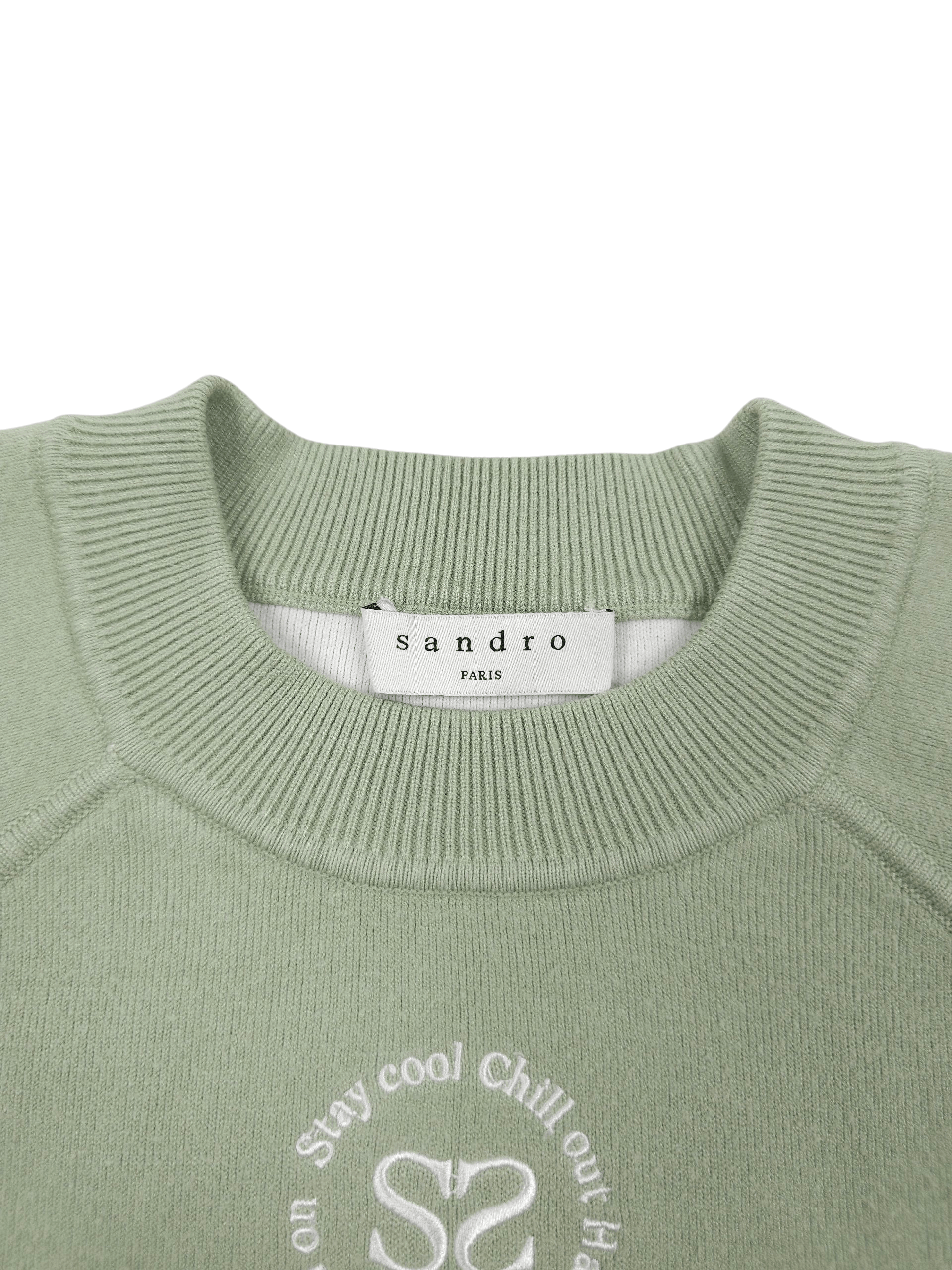 Sandro 💎 Sandro Light Green Boxy Relaxed Mint Jumper Sweatshirt XS Size XS / US 0-2 / IT 36-38 - 4 Thumbnail
