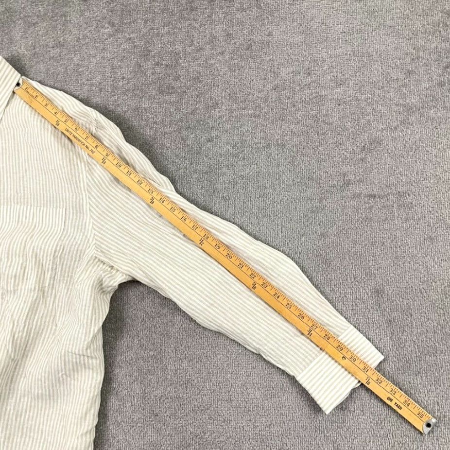 FLAX VINTAGE Solbiati Button Up Shirt Mens 3XL Linen Brown Striped Classic Clothing Mens Regular 3XL Button-Up Shirt Linen European Flax Old Money Size US XXL / EU 58 / 5 - 5 Thumbnail